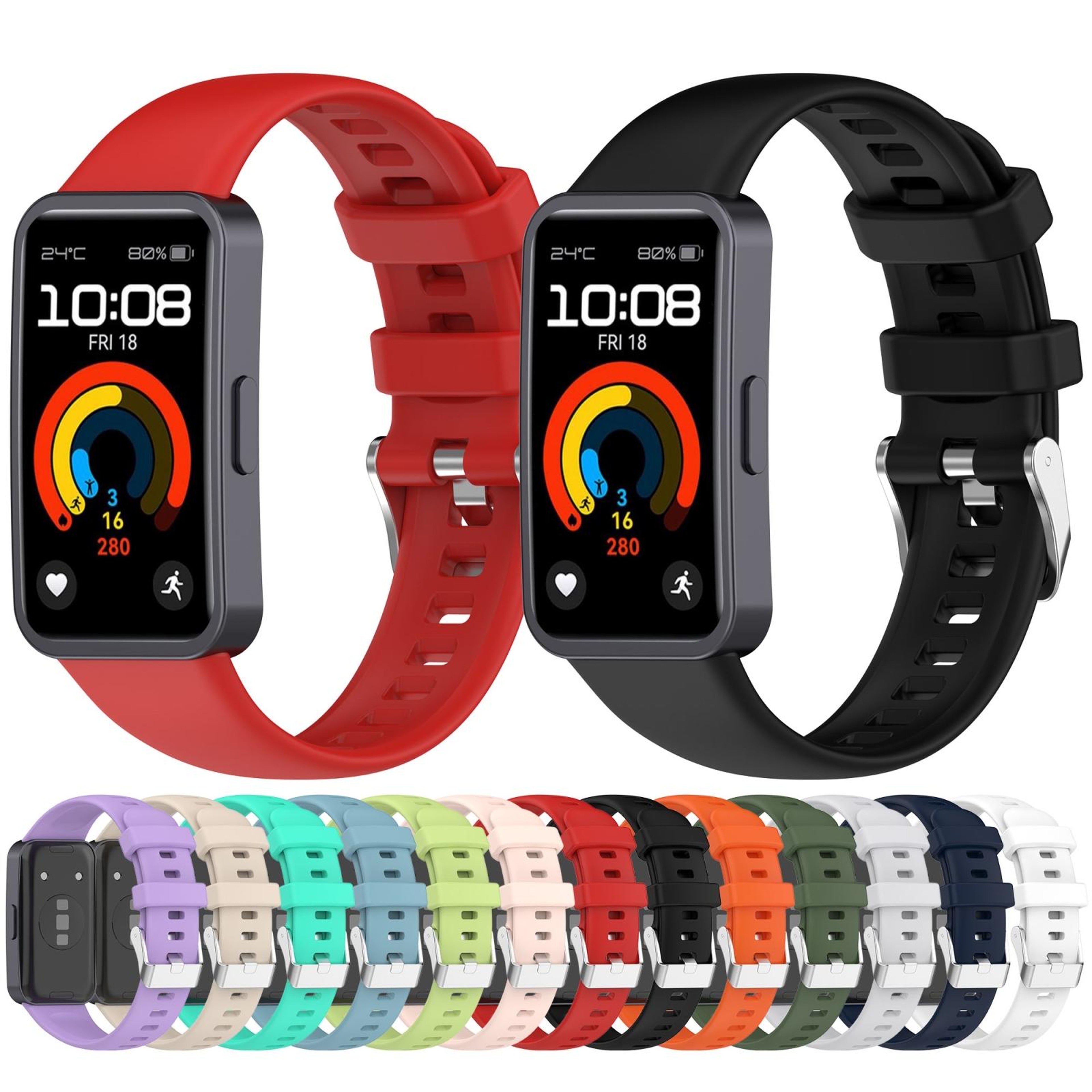 Huawei Band 10 9 8 Silicone Watch Band Soft Replacement Strap With Silver Buckle 6