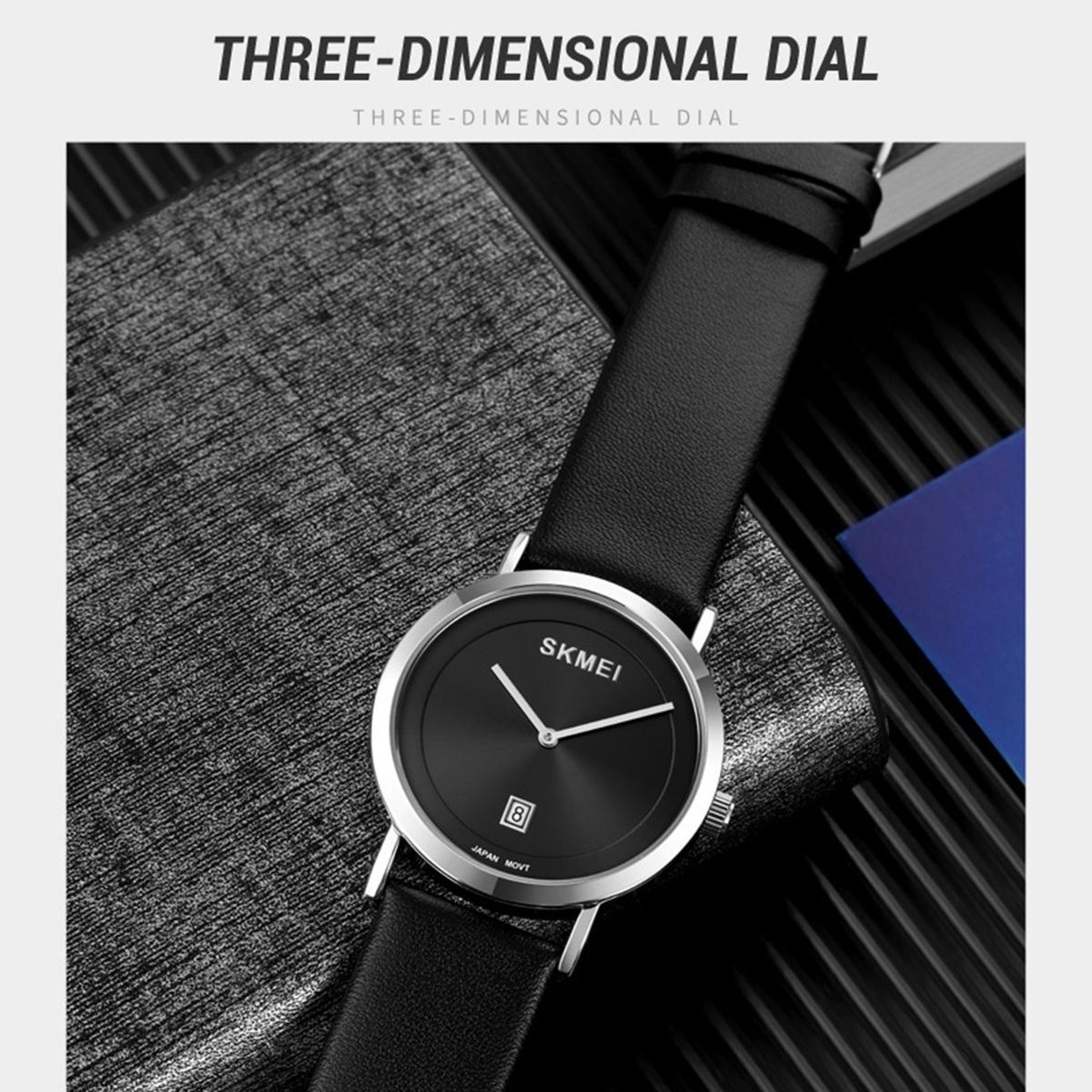 SKMEI 1907 Men Waterproof Quartz Watch Elegant Genuine Leather Strap Casual Analog Wristwatch 9