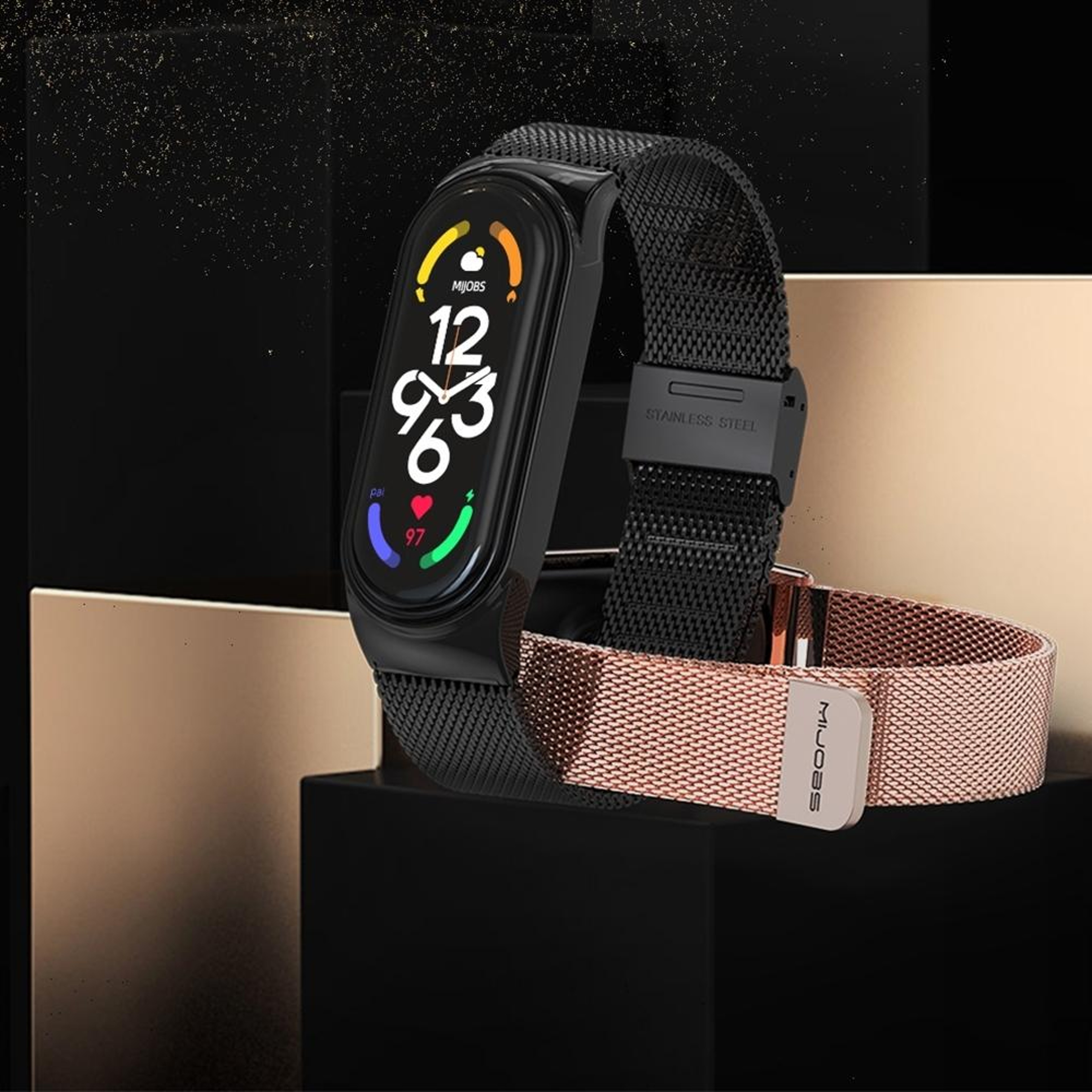 Mijobs Milanese Magnetic Stainless Steel Watch Band Case For Xiaomi Mi Band 8 9 4