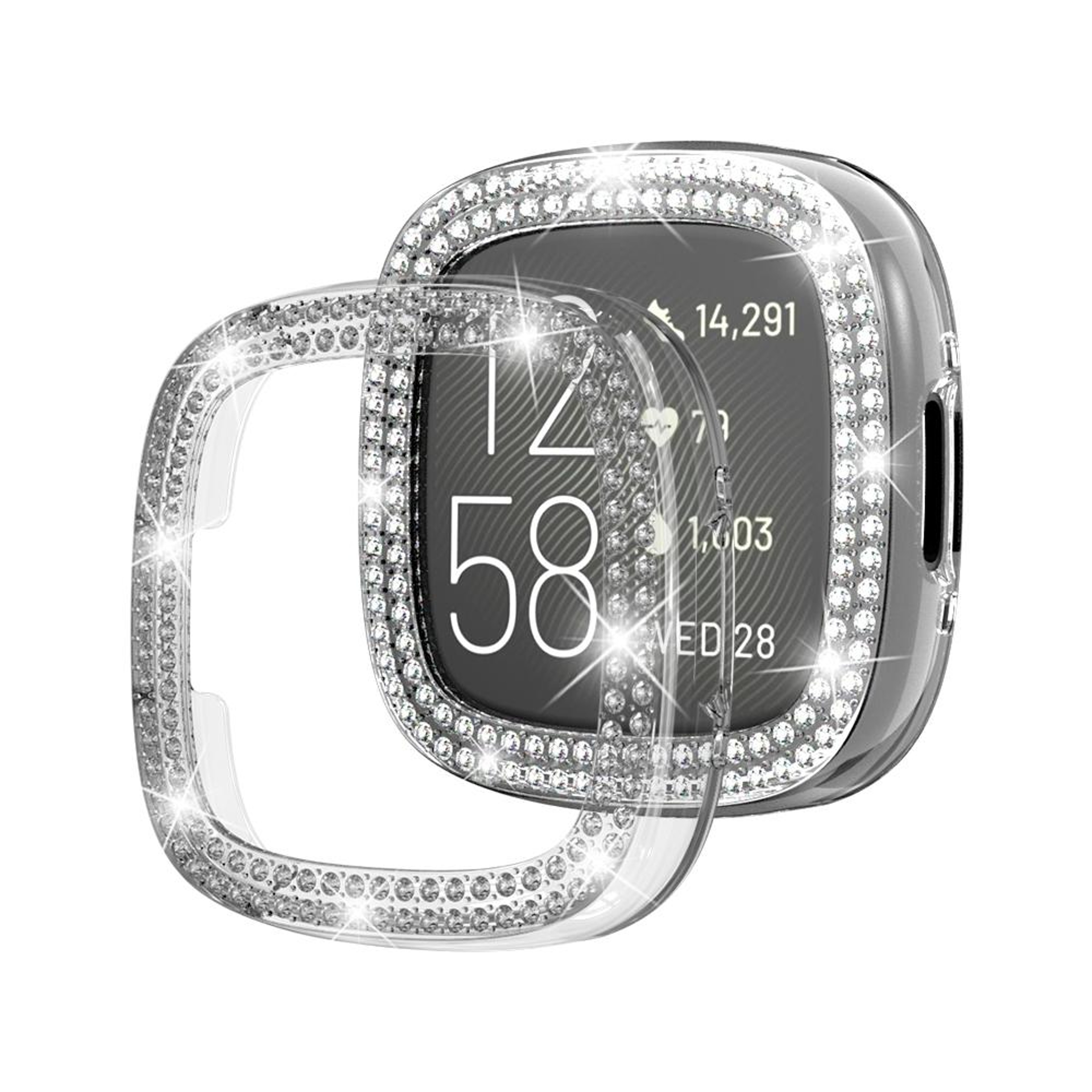 Fitbit Versa 4 Diamond Watch Case Electroplated Rhinestone Protective Cover – view 1