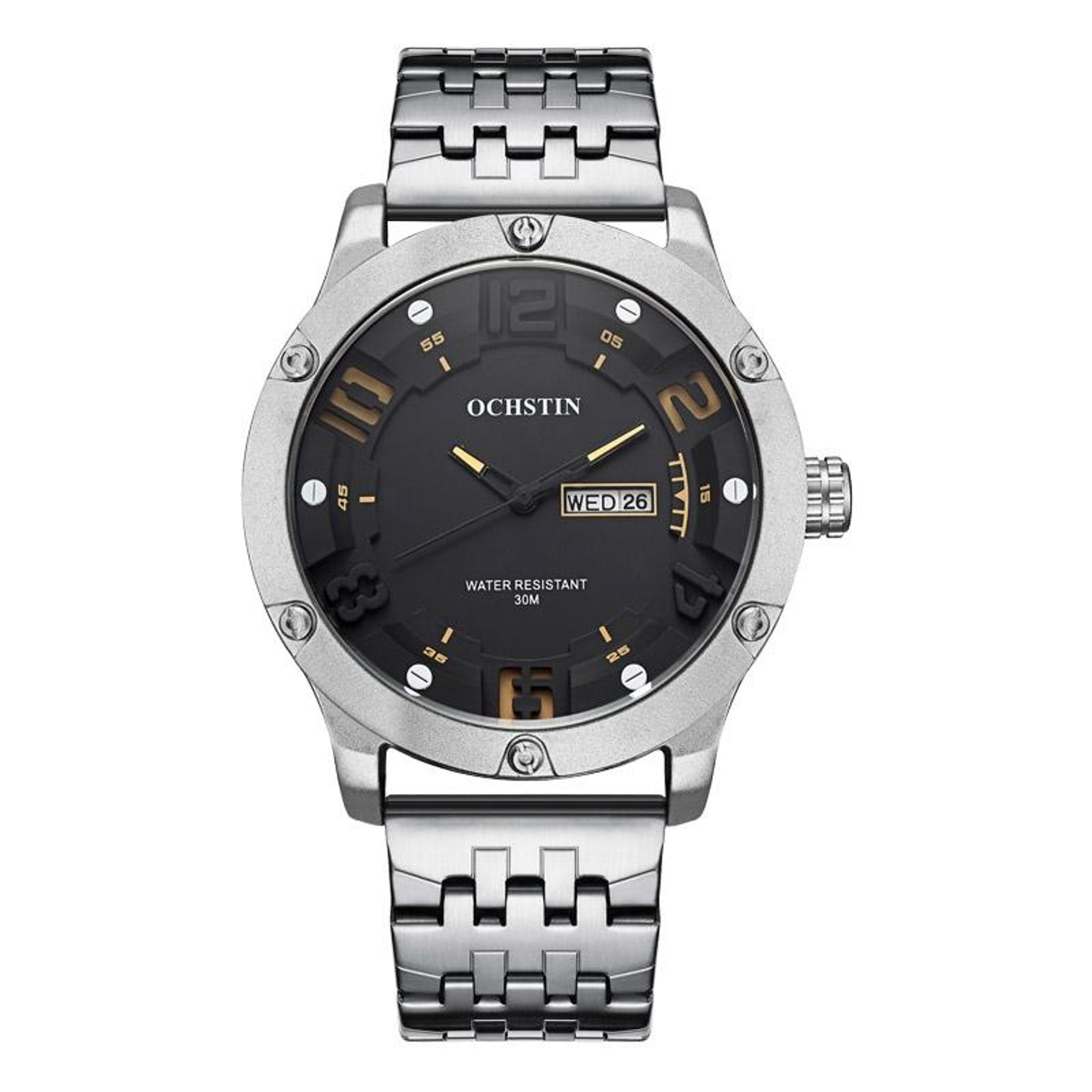OCHSTIN Classic Quartz Men Watch Stainless Steel Day Date Business Wristwatch 10