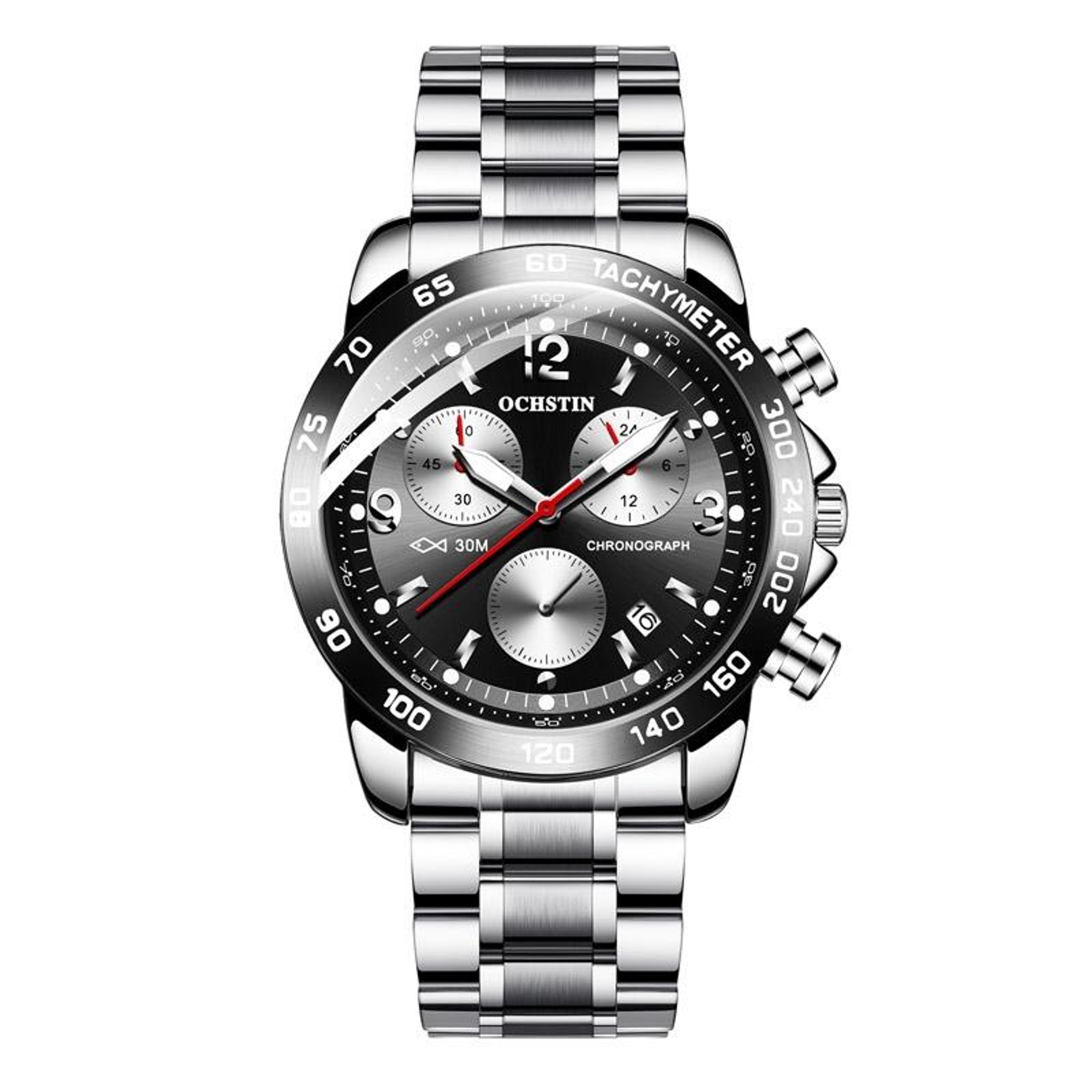 OCHSTIN 6123B Mens Quartz Watch Stainless Steel Waterproof Luminous Watch 0