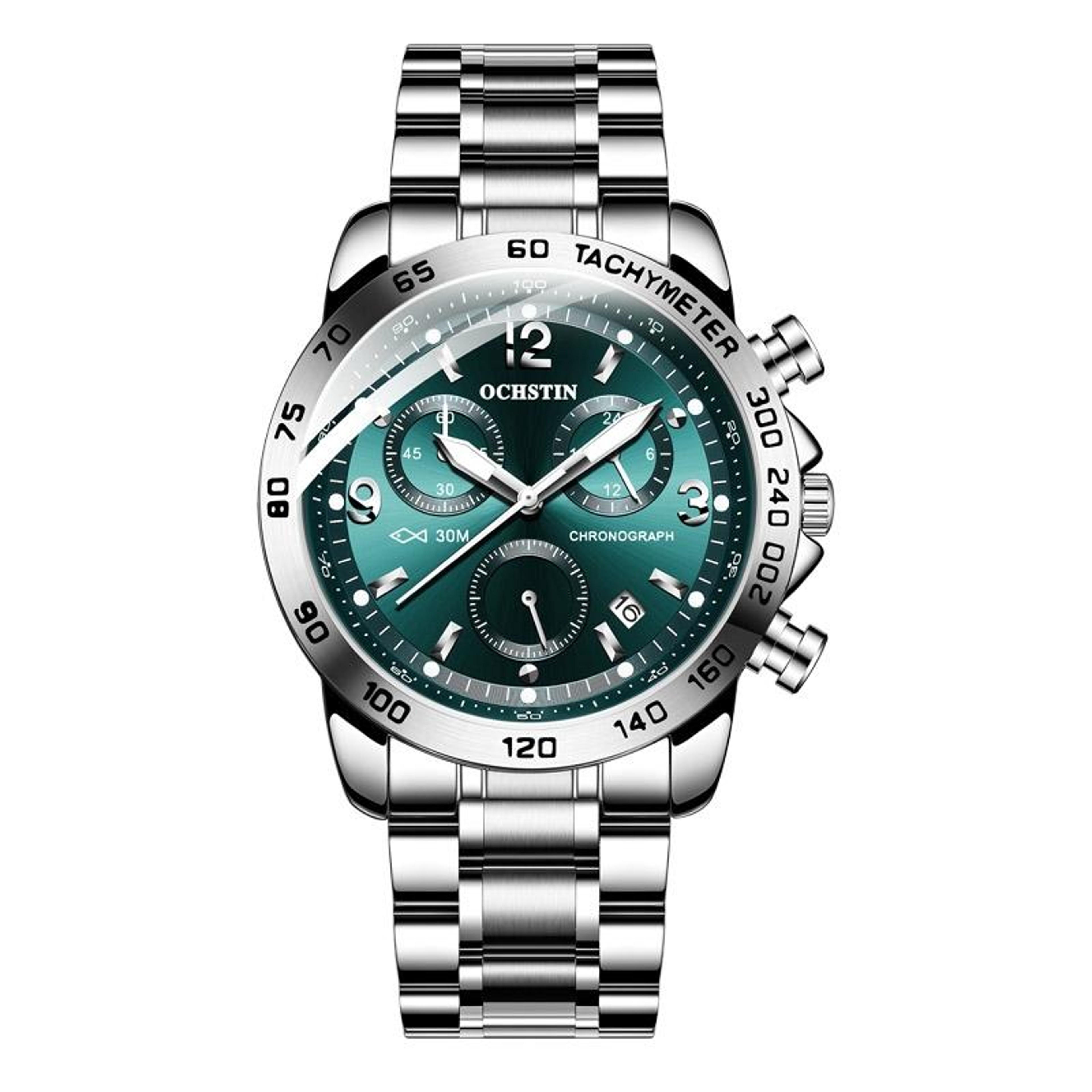 OCHSTIN 6123B Mens Quartz Watch Stainless Steel Waterproof Luminous Watch 6