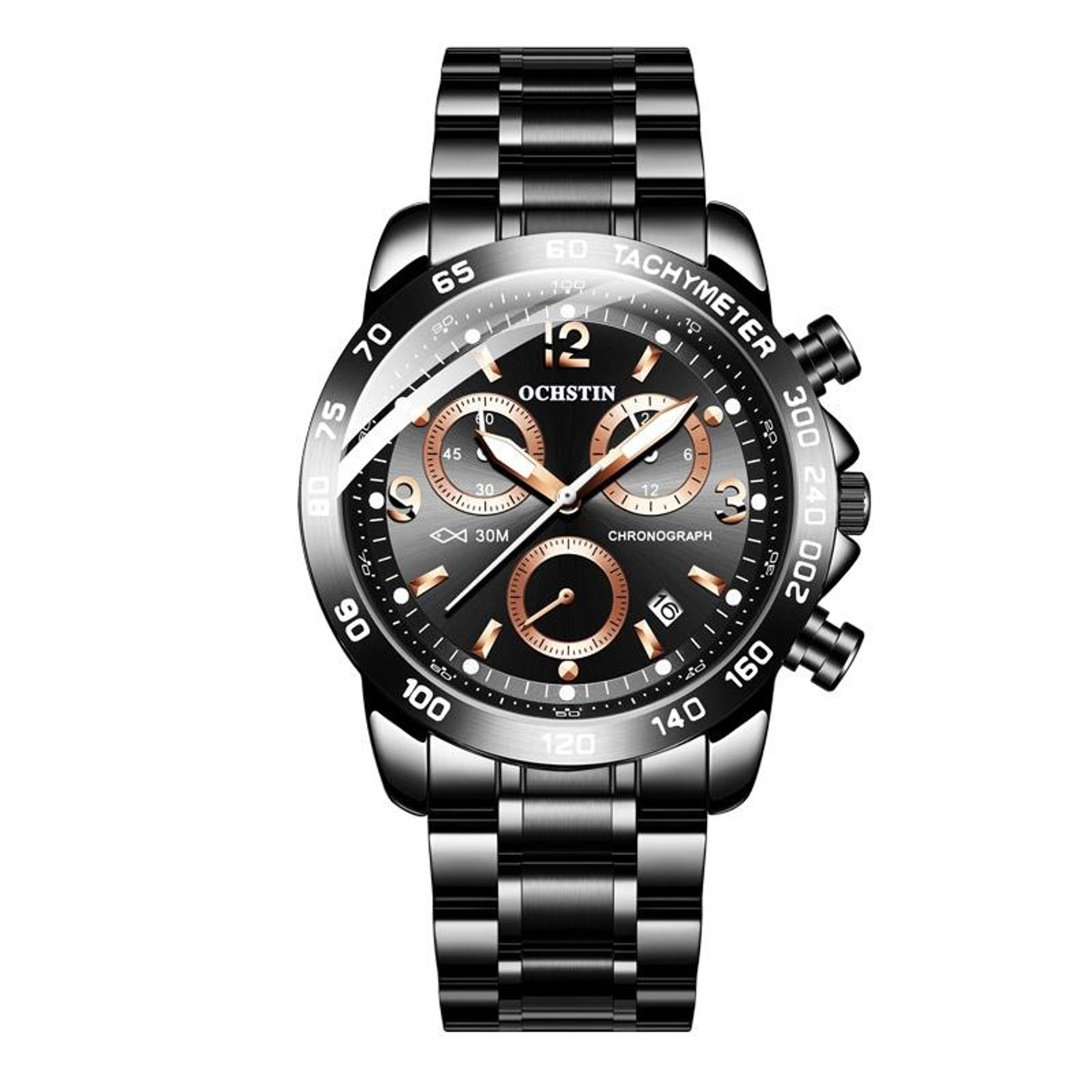 OCHSTIN 6123B Mens Quartz Watch Stainless Steel Waterproof Luminous Watch 11