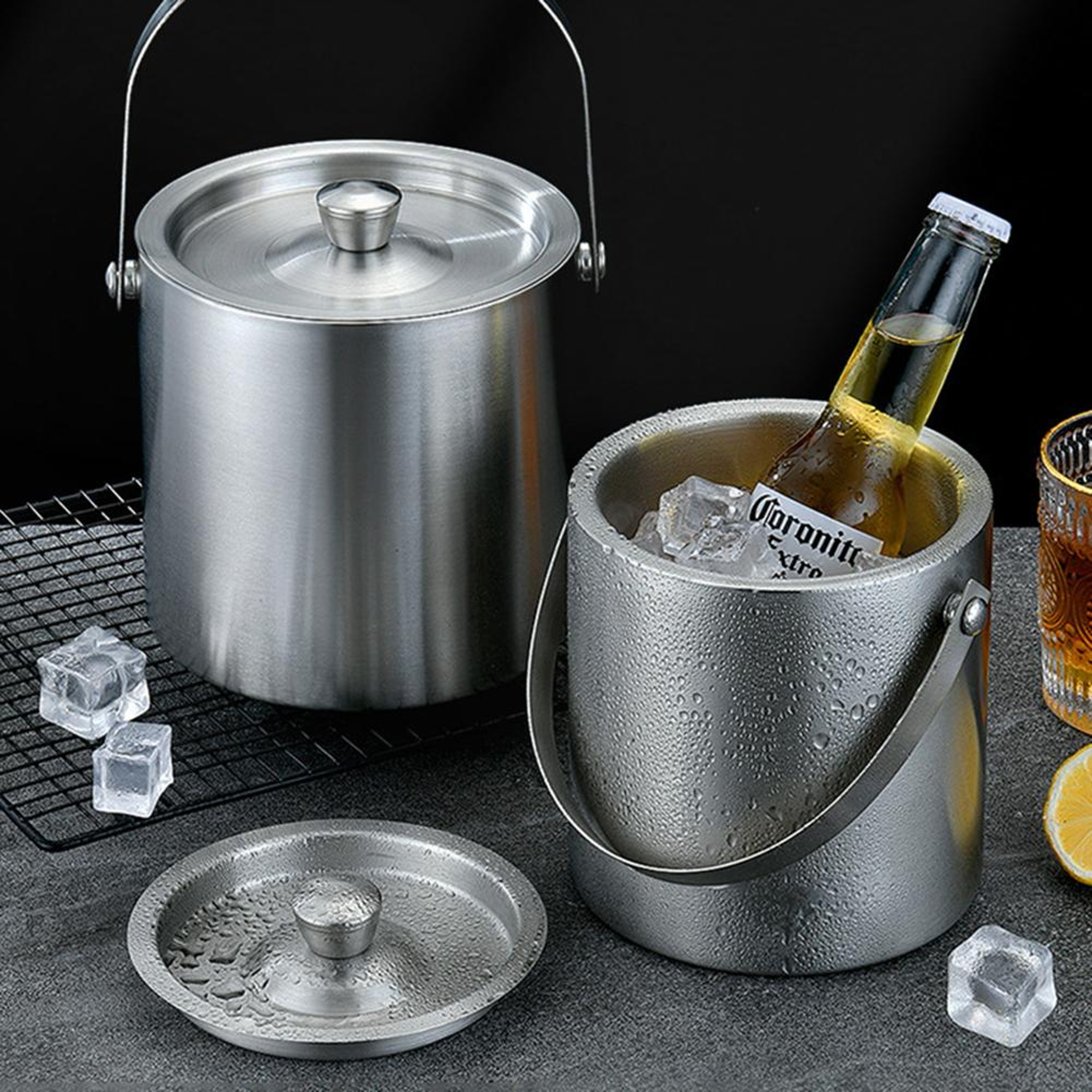 Double Wall Stainless Steel Ice Bucket Insulated Ice Bucket For Home Bar Ice Cube Container For Chi 0