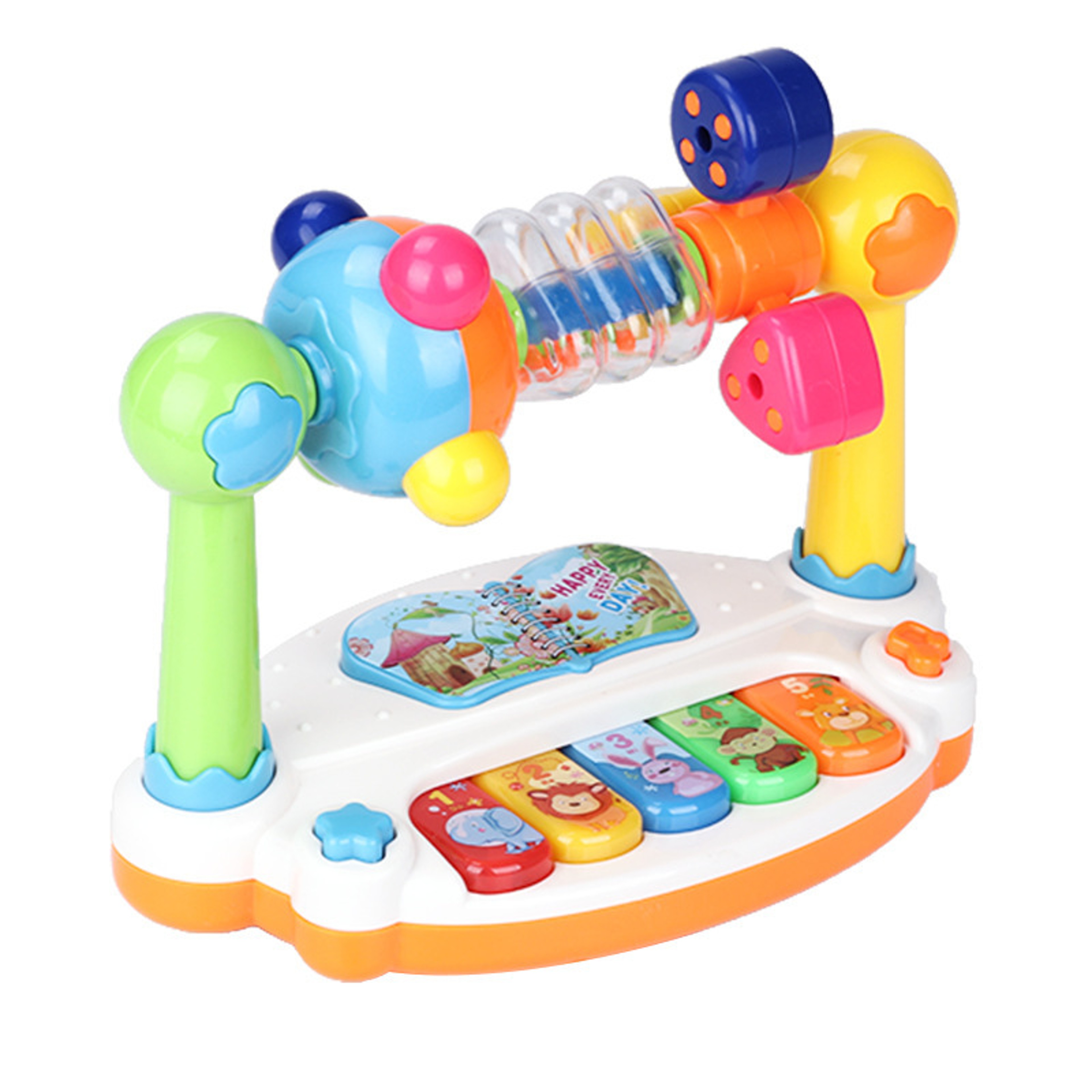 Music Piano Keyboard With Light Sound Baby Piano Toys Kids Rotating Early Educational Music Toy Gif 4