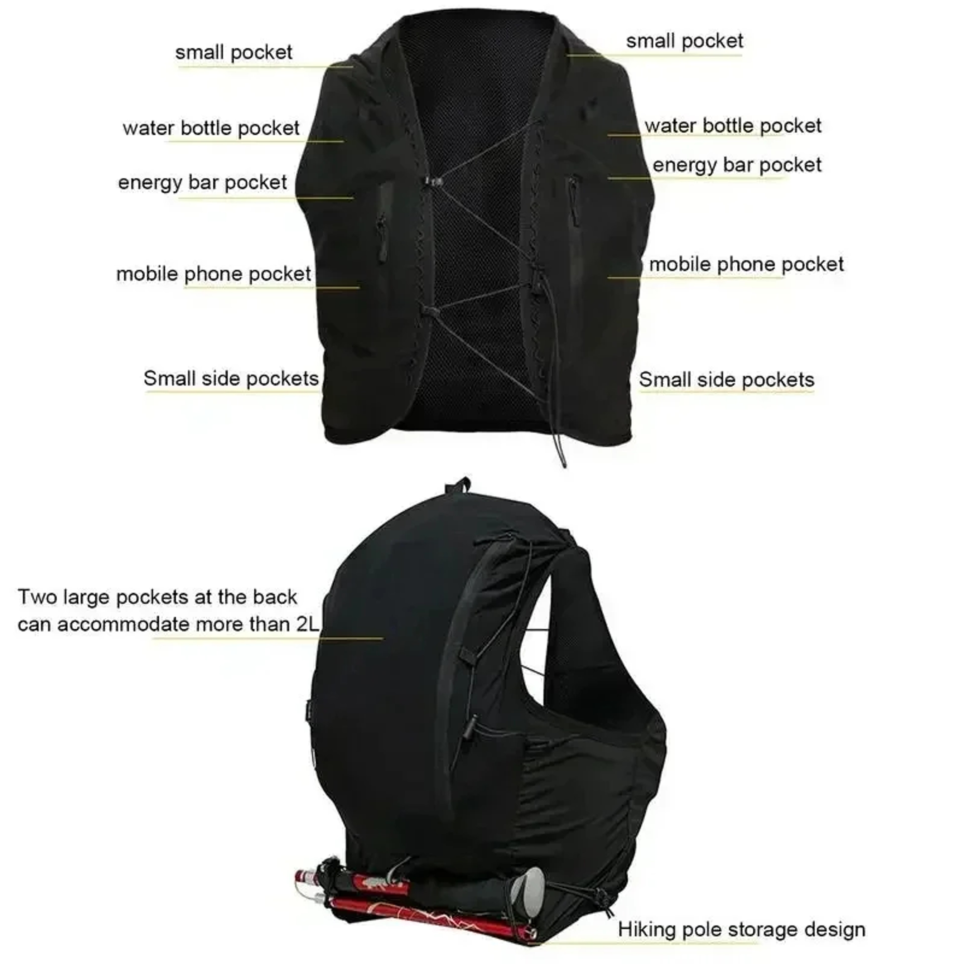 Outdoor Running Vest Hydration Vest For Trail Running Elastic Sealing Outdoor Sports Bag For Joggin 2