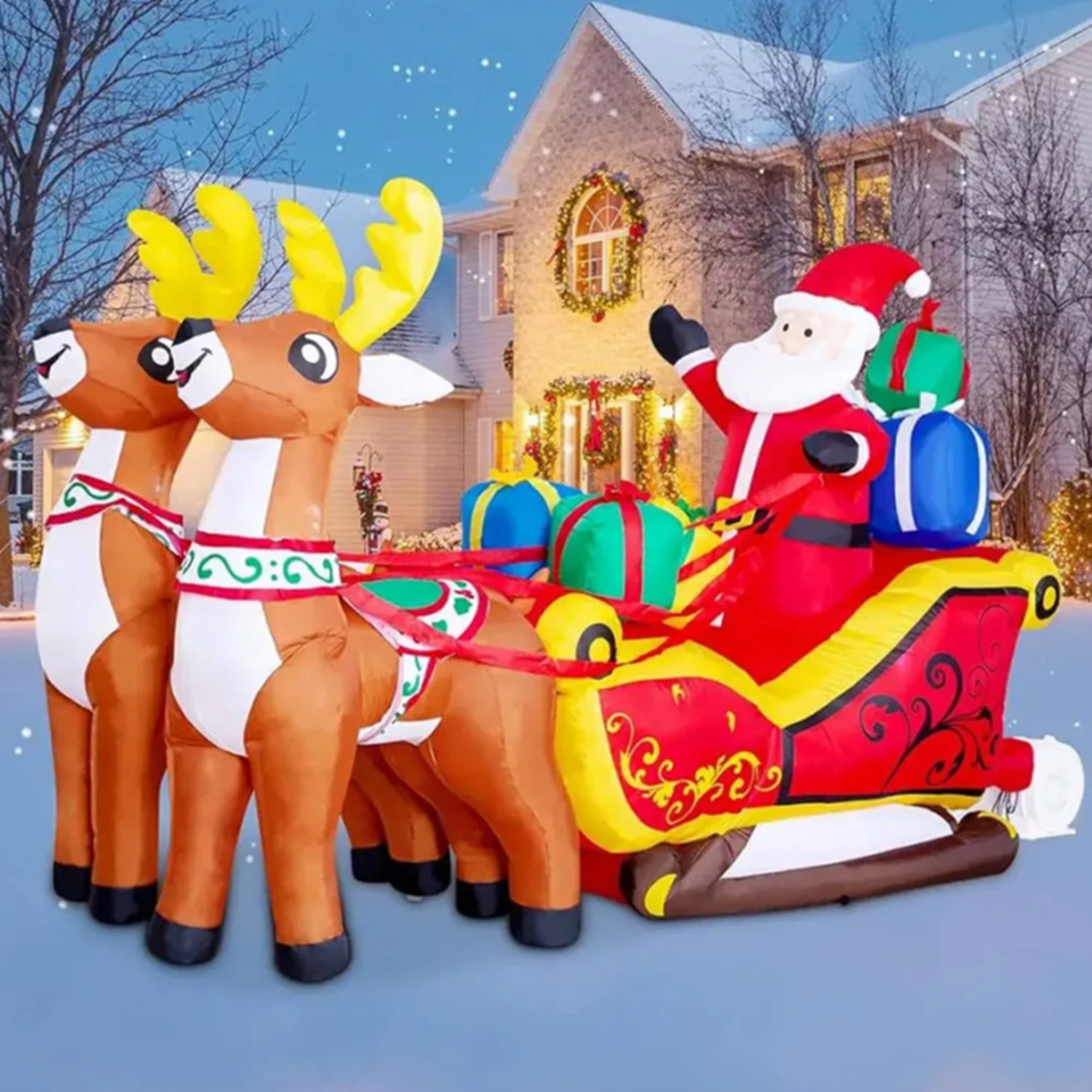 Decoration Santa Claus Riding Sled Reindeer Inflatables Indoor Outdoor Decoration Christmas Inflata 4
