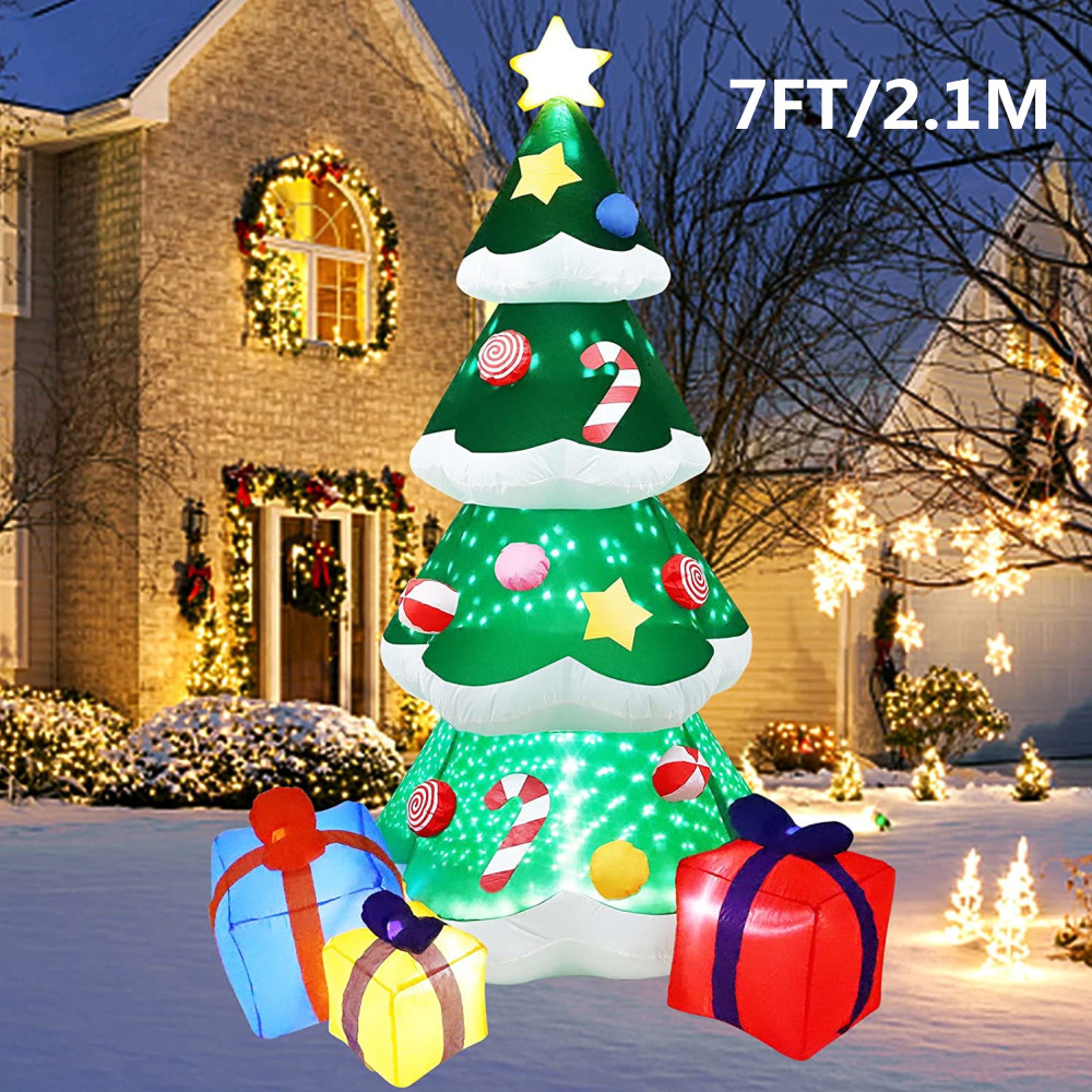 Christmas Inflatable Xmas Tree LED Lights Outdoor Ornament Christmas Gift Party New Year Indoor Dec 4