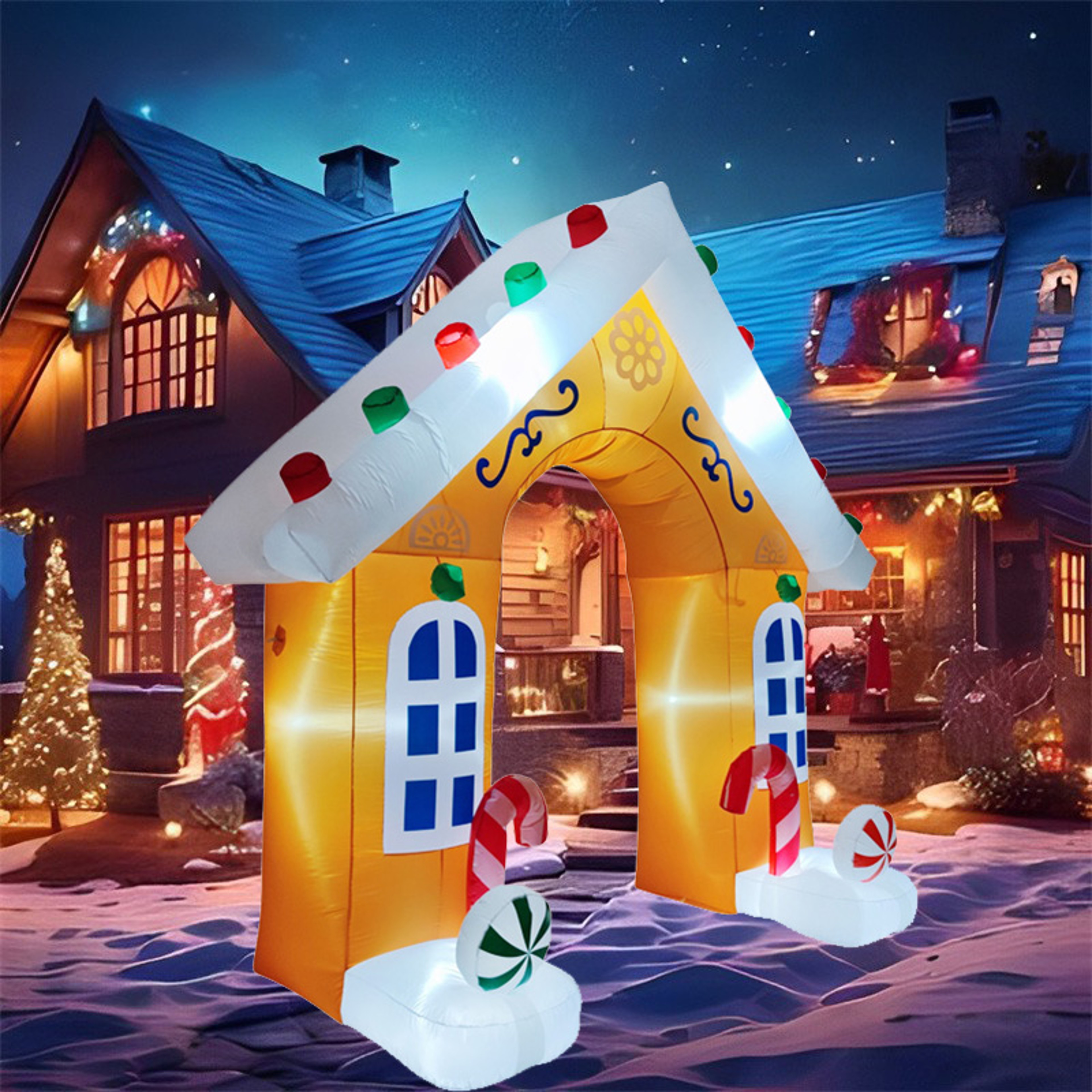 Inflatable Toys Christmas Decorations House Archway LED Lights Model Ornament Xmas Party Decor Outd 2
