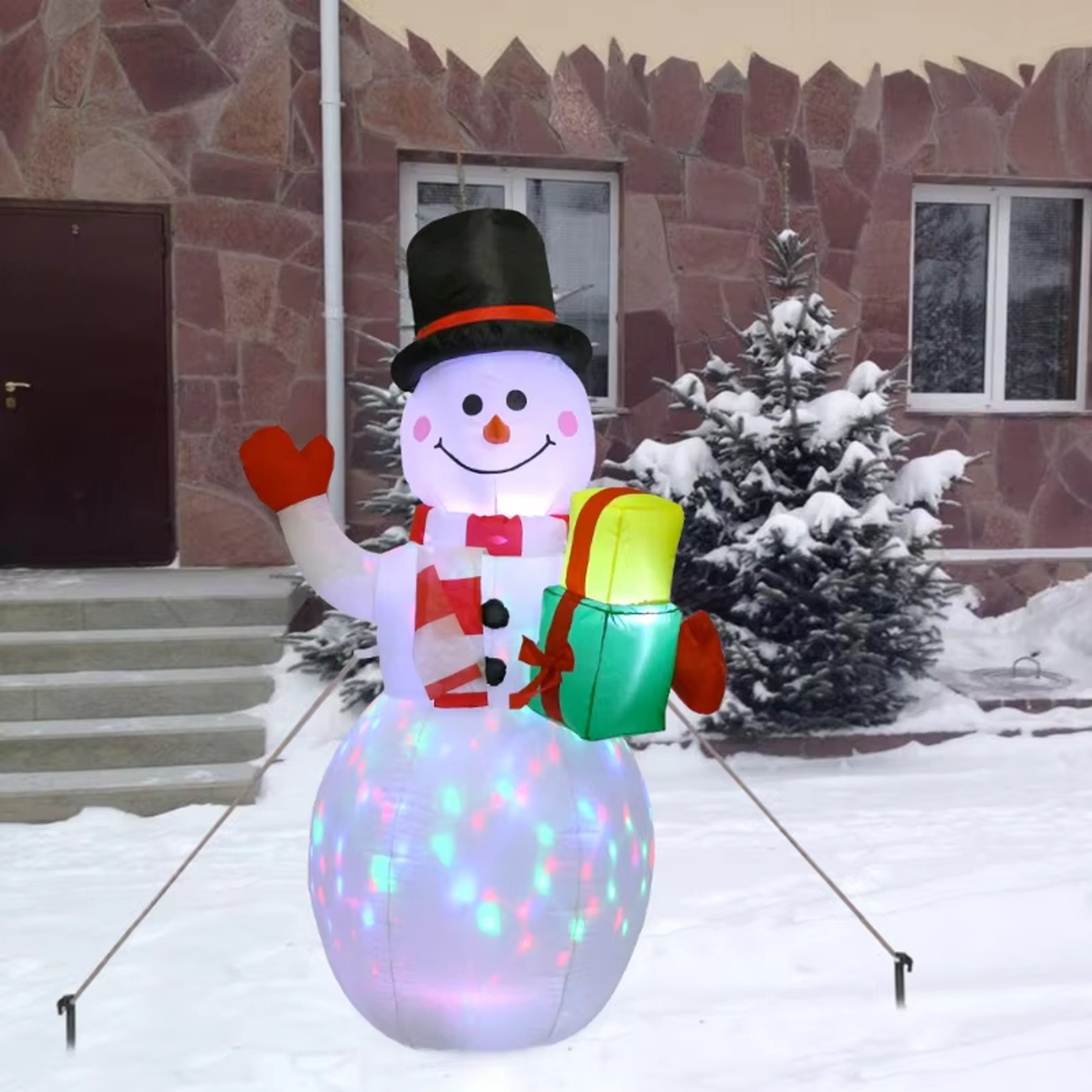 Christmas Inflatable Snowman Airblown Decor LED Light Christmas Outdoor Garden Doorway Ornaments Pa 0