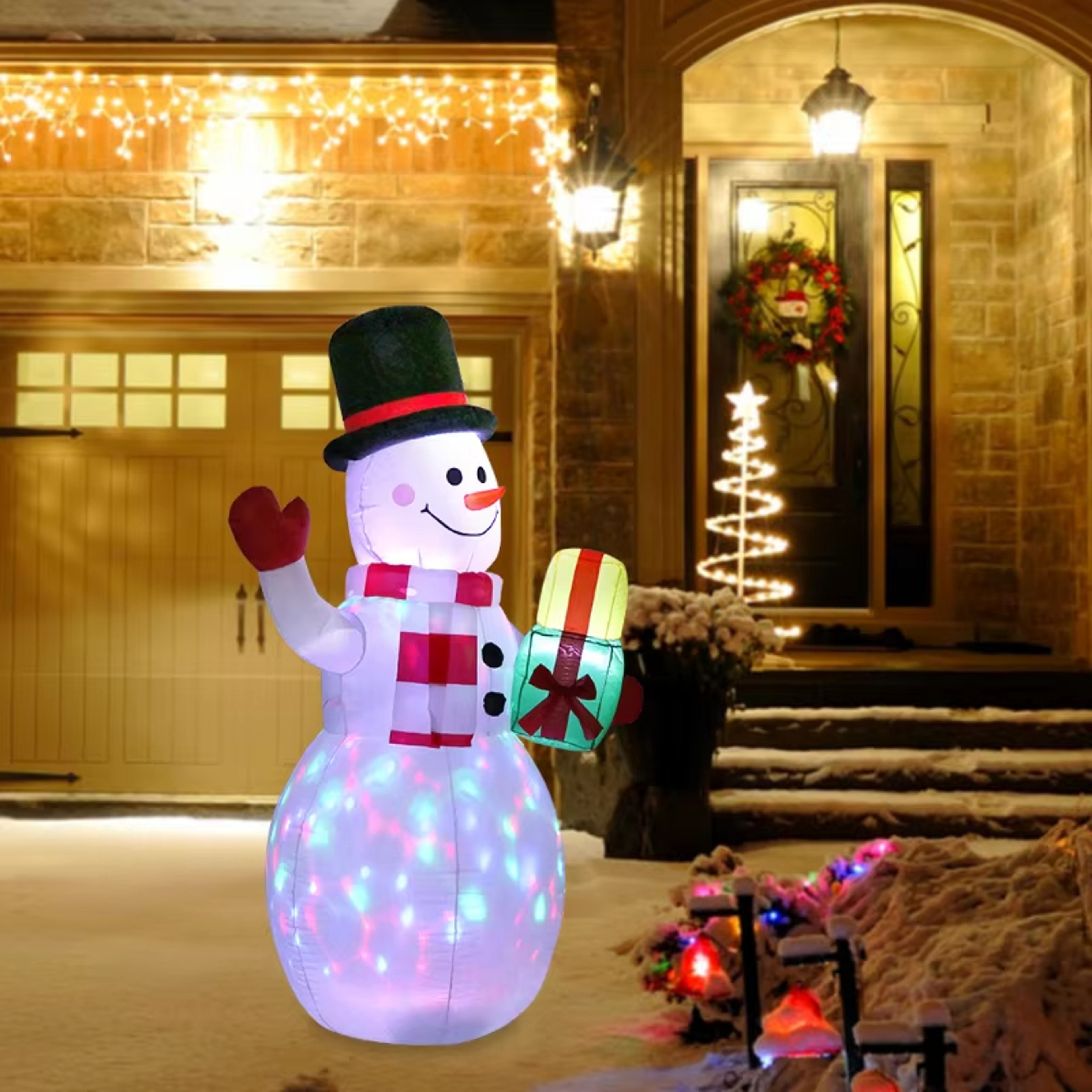 Christmas Inflatable Snowman Airblown Decor LED Light Christmas Outdoor Garden Doorway Ornaments Pa 3