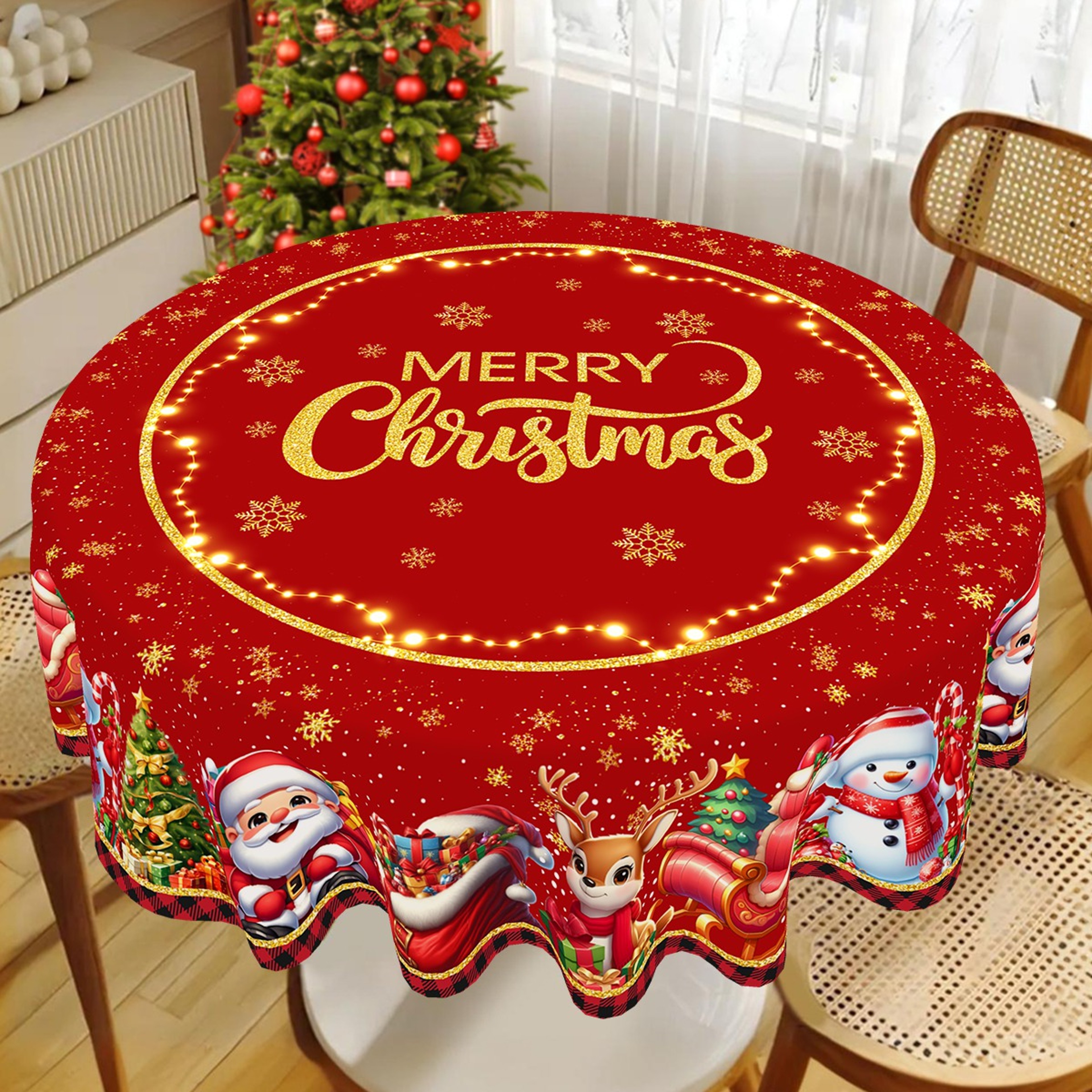 Christmas Tablecloth Navidad Natal Christmas Party Decoration Santa Claus Table Cover New Year Gift 0