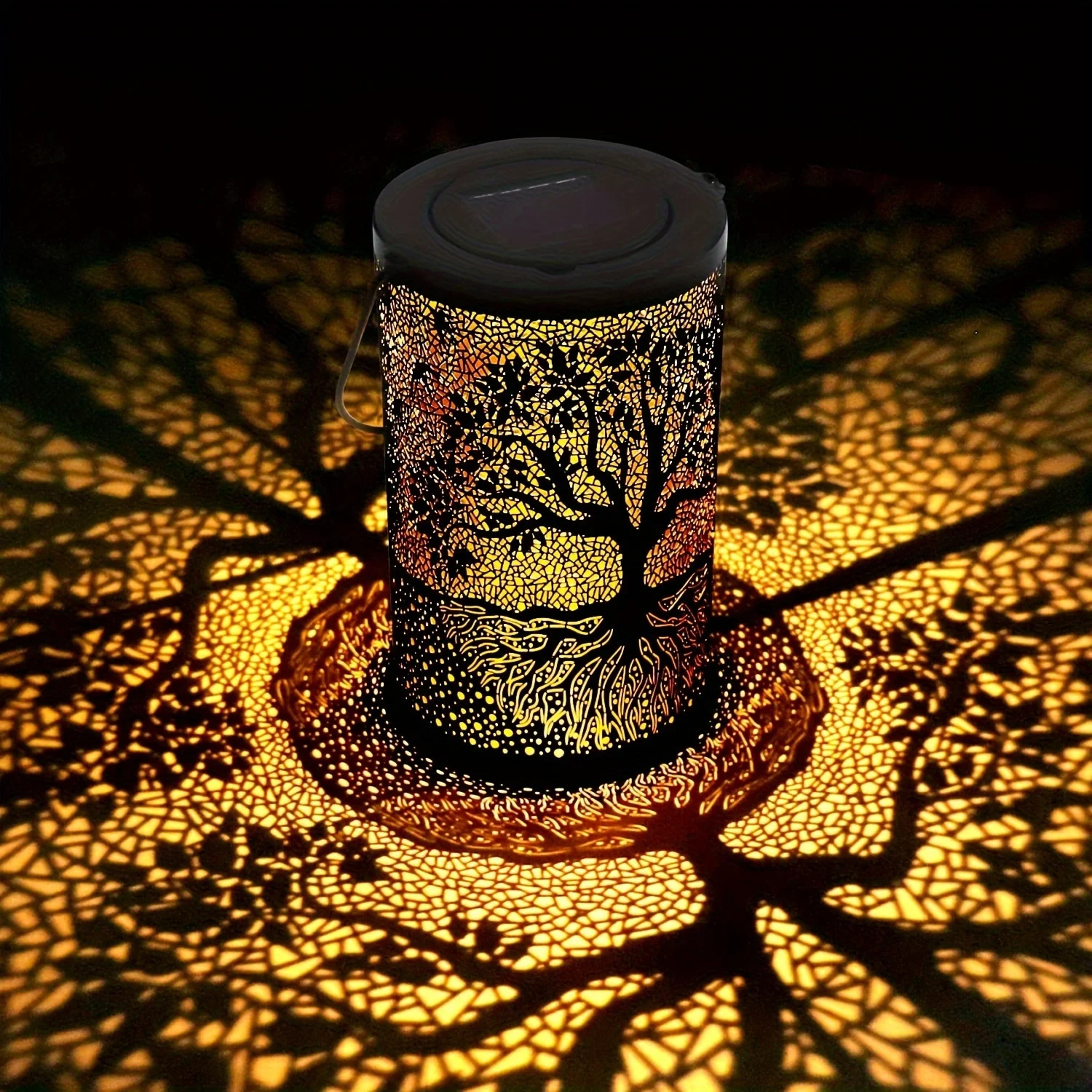 Vintage Metal LED Hanging Solar Lantern Waterproof Big Tree Garden Yard Lights 0
