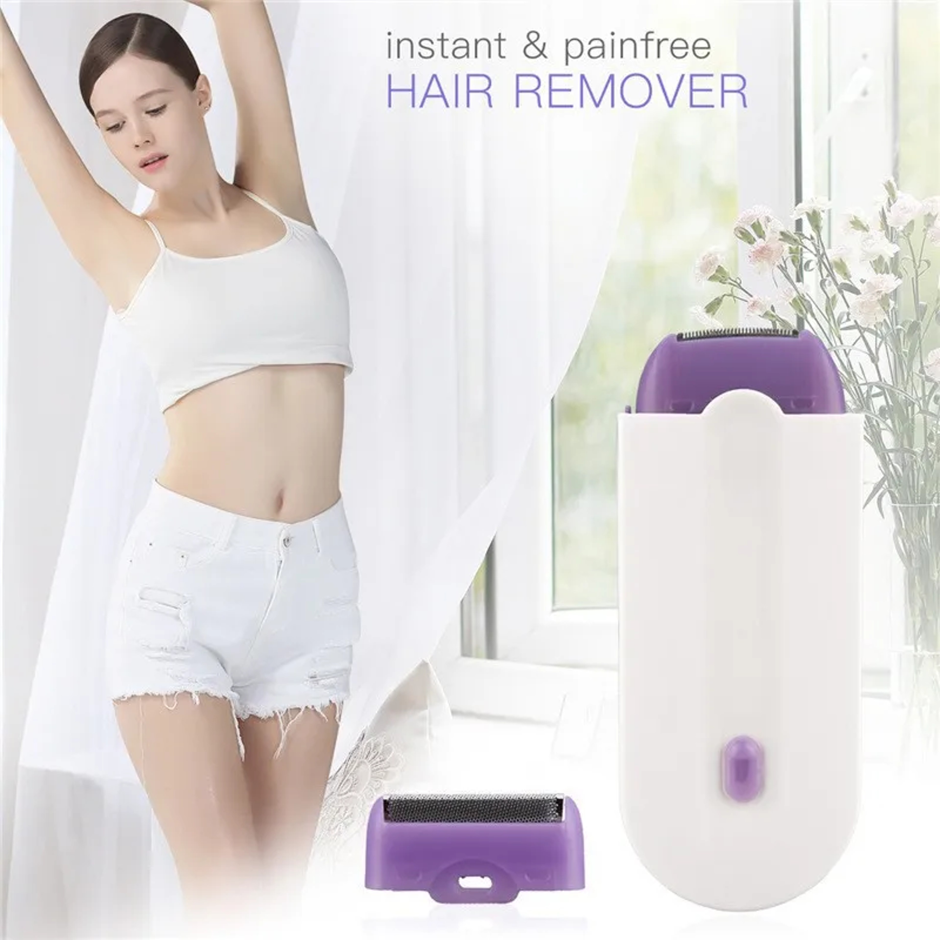 Rechargeable Electric Epilator Shaver, Painless Hair Removal for Face and Body, Mini Razor – view 2