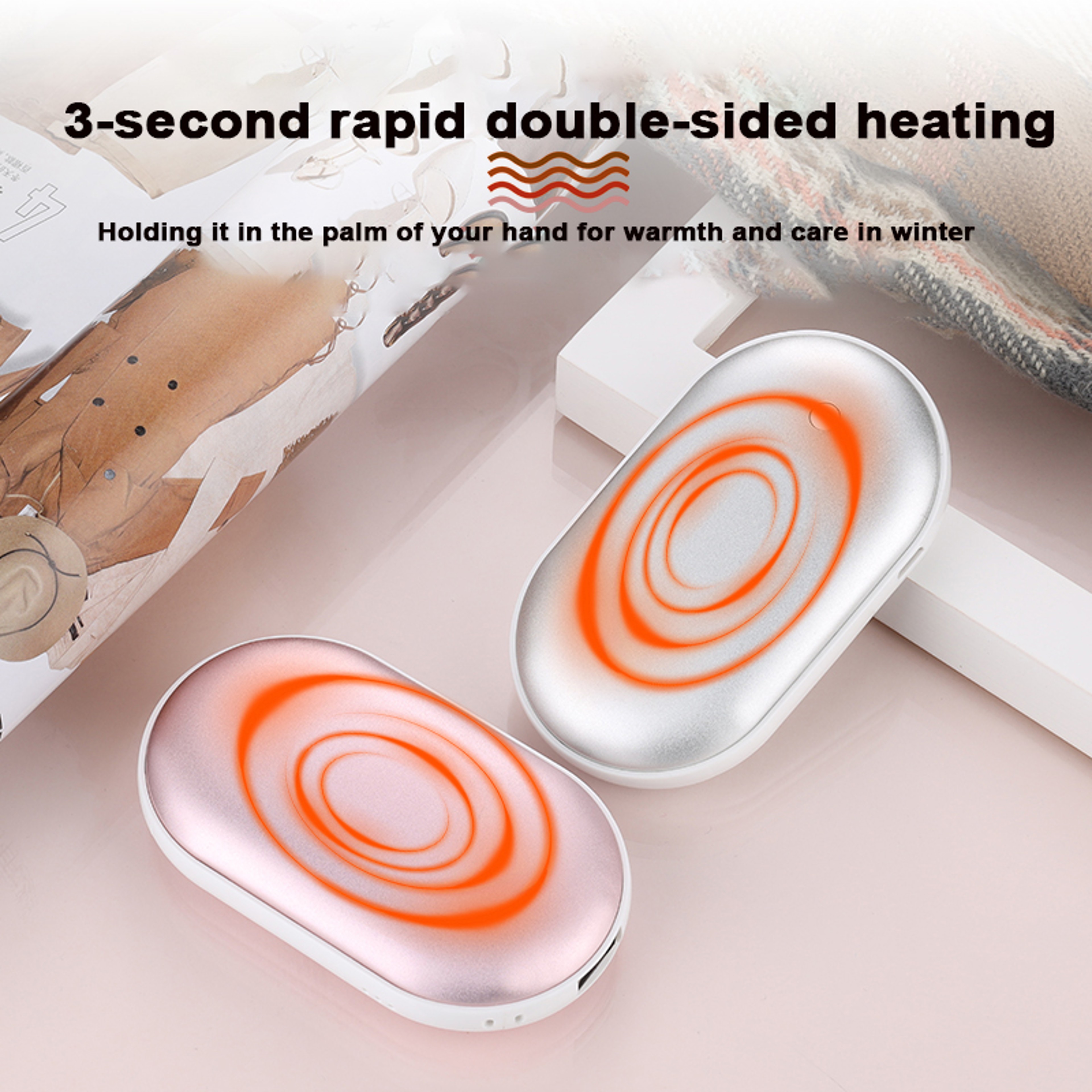 Double Sided Heating Hand Warmer Ultra Thin, Temperature Levels, One Click Switch, Versatile Hand and Abdominal Warm – view 4