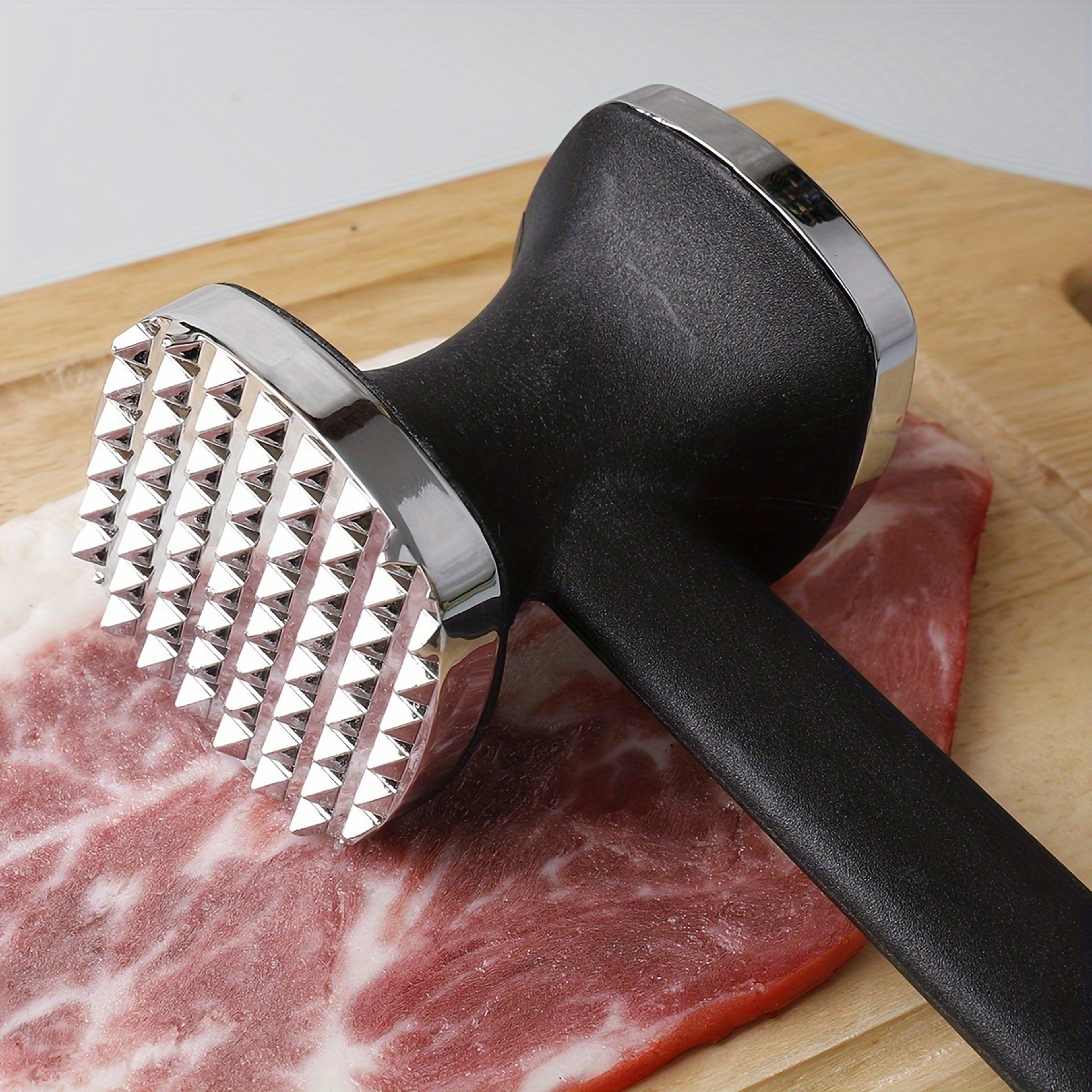 Stainless Steel Meat Tenderizer Hammer with Rubber Grip, Heavy Duty Kitchen Tool for Effortless Tenderizing and Pounding – view 2