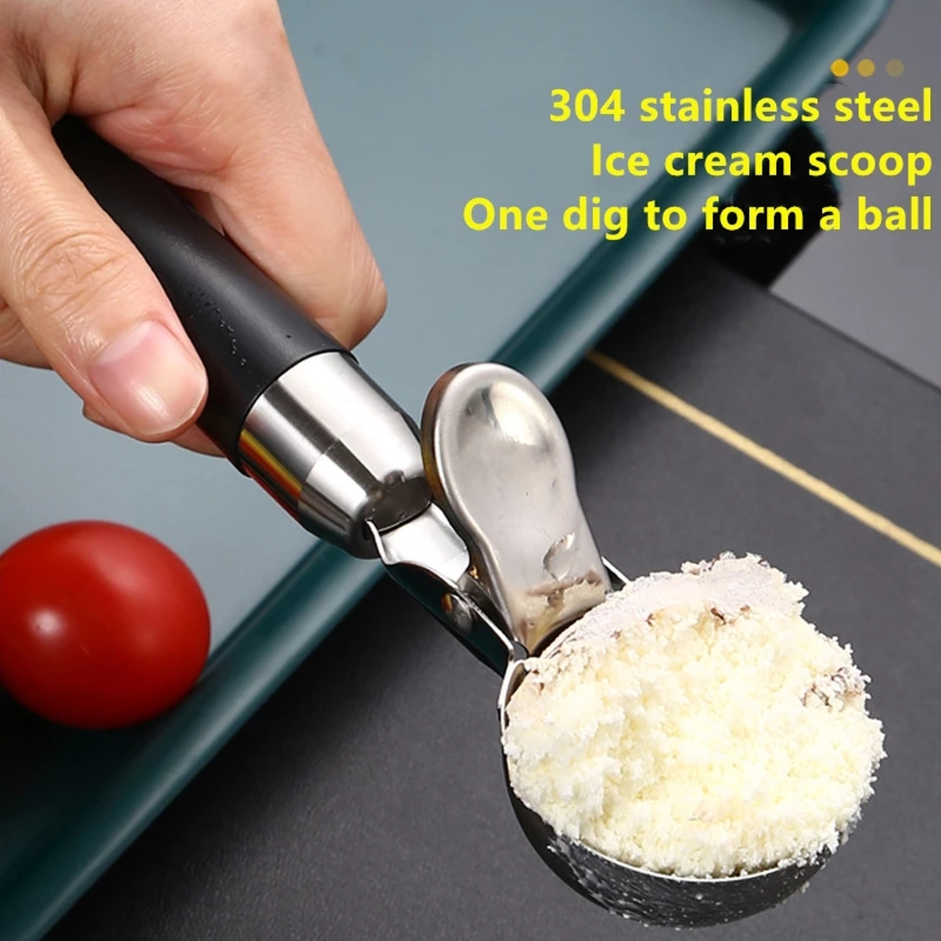 Ice Cream Spoon Premium Stainless Steel Scoop Trigger Gelatos Spoon Frozen Yogurt Kitchen Accessori 2