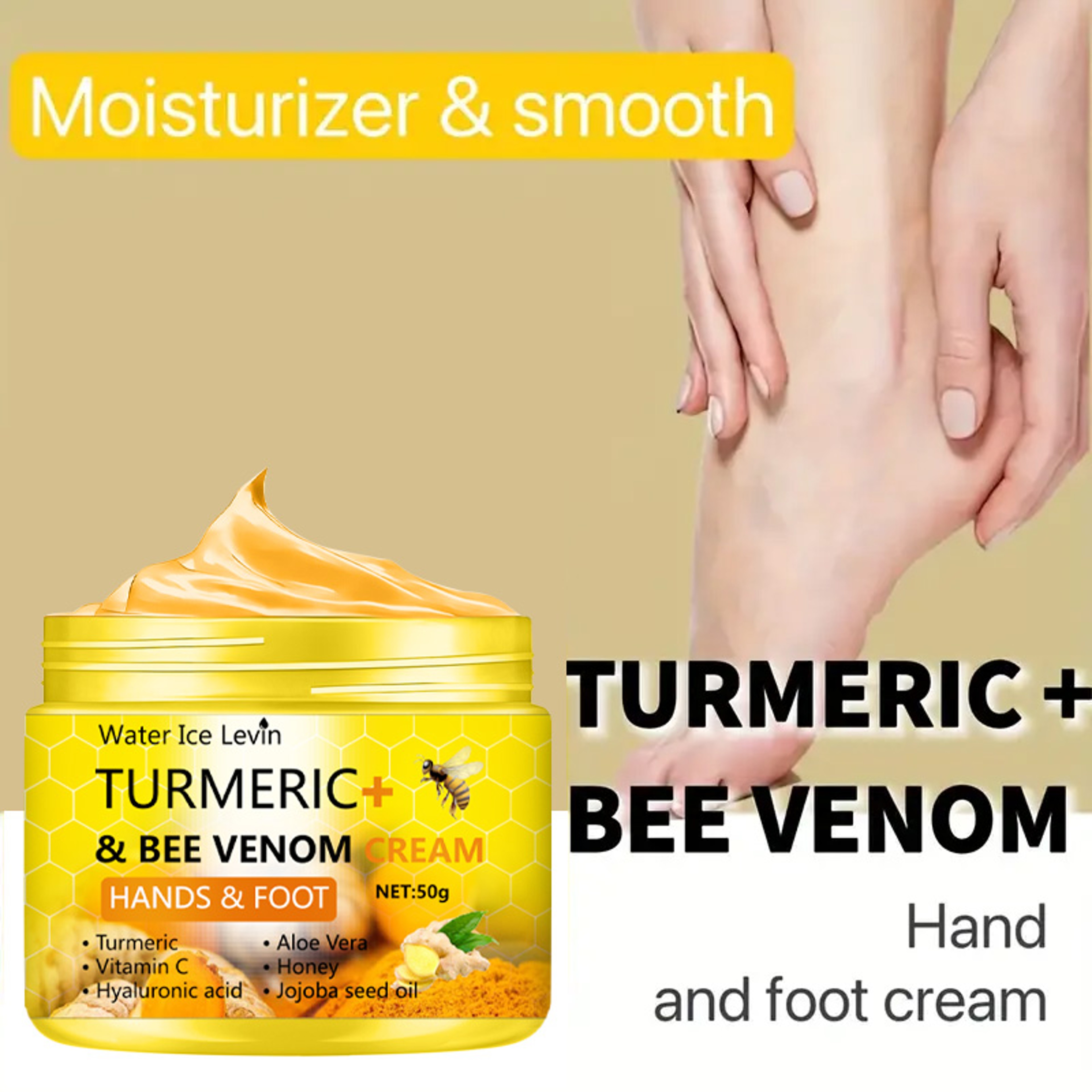 Foot Cream, Turmeric Bee Venom Anti-Drying Crack, Hand Cracked Repair, Skin Removal Care Cream, Dead Feet Hand Skin – view 5
