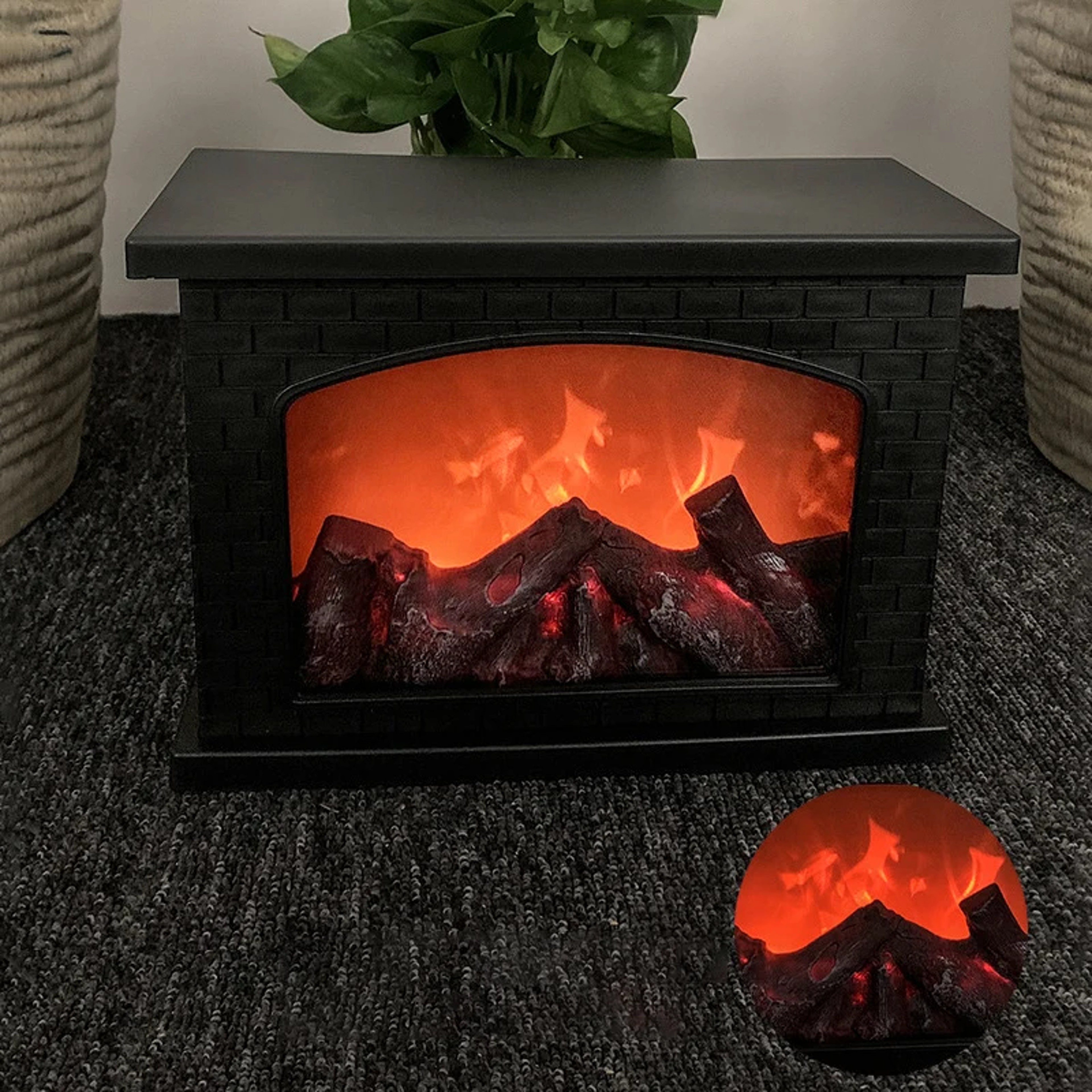 LED Table Lights Lamp for Holiday Winter, Fireplace Flame Light Charcoal Style – view 4