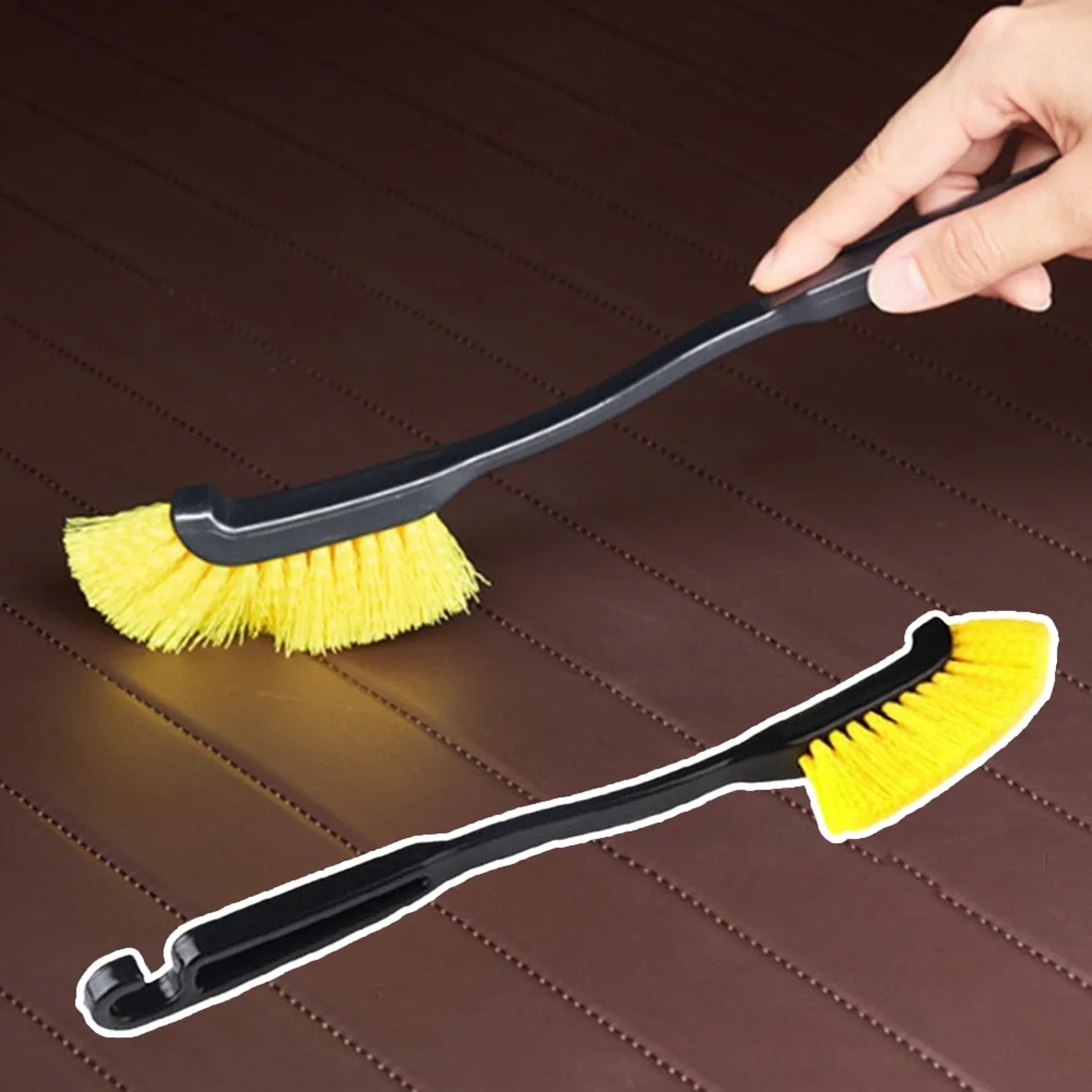 Flexible Car Wheel Tire Rim Brush Curved Head Deep Cleaning Brushes for Truck Wheel Hub Detail – view 3