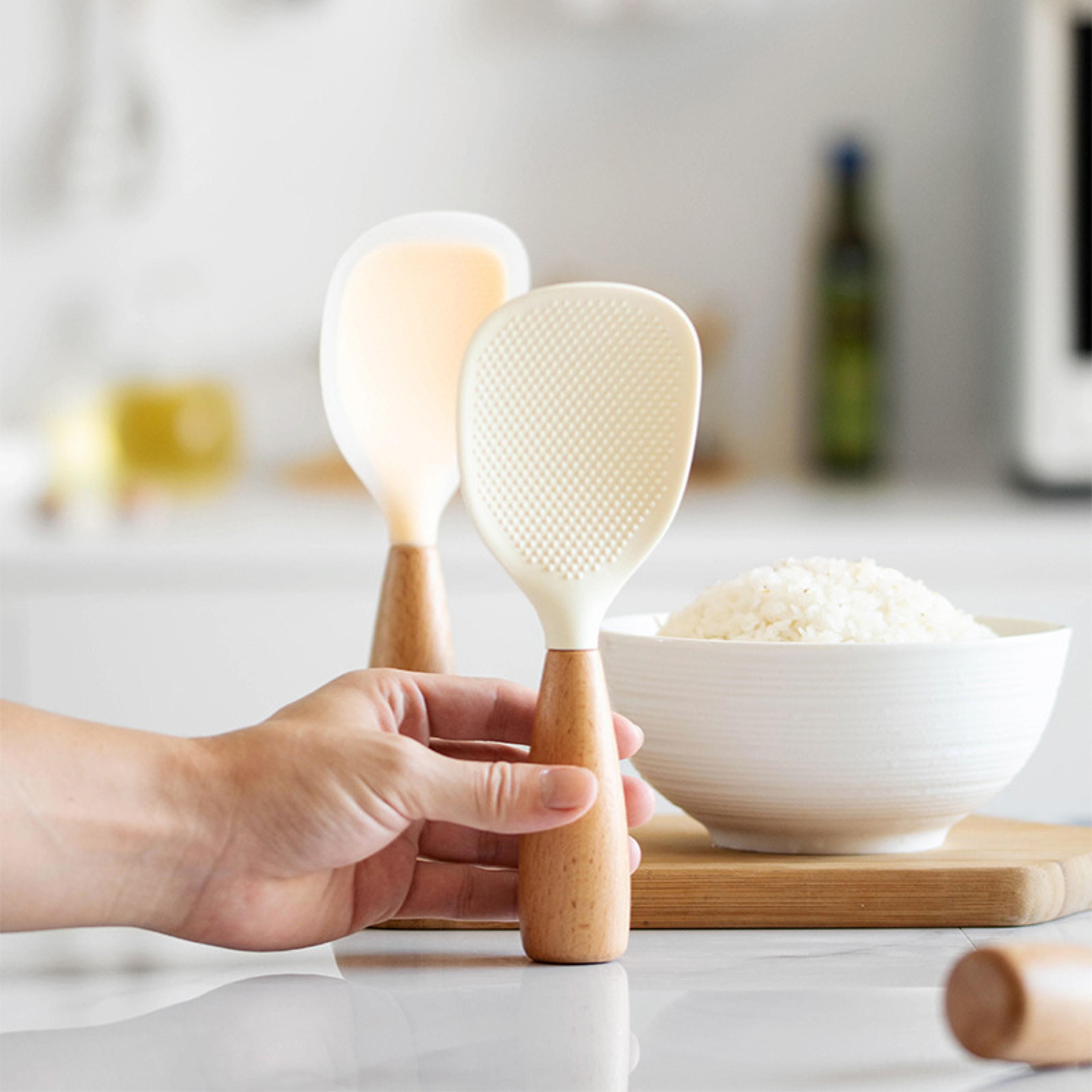 Durable Silicone Spoon, High-temperature-resistant Non-stick Spoon, Anti-scalding Rice Spoon for Cooking – view 4