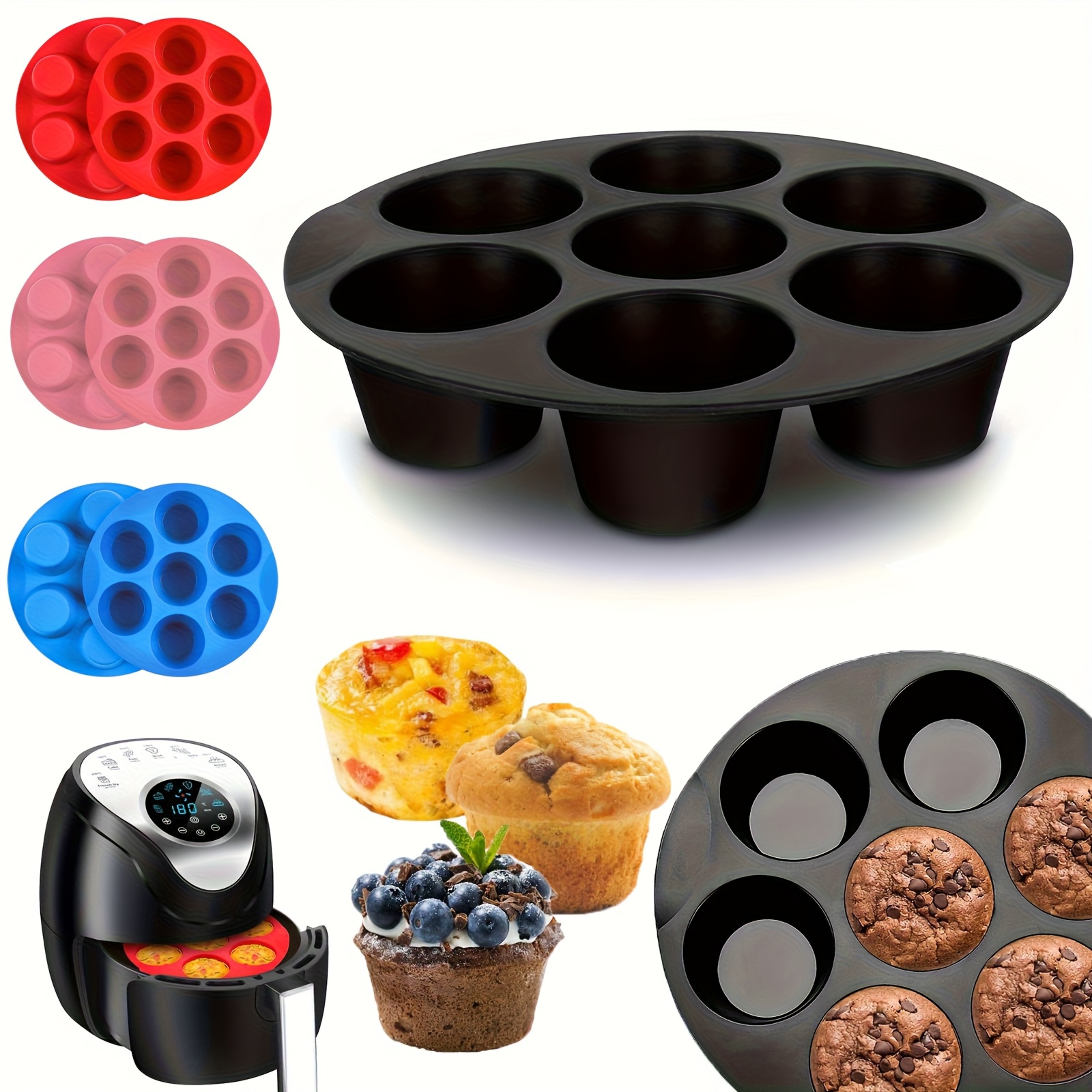 Non-Stick Muffin Pan for Cupcakes, Quiches & Tarts, Silicone Egg Bite Molds for Air Fryer, Dishwasher Safe – view 1