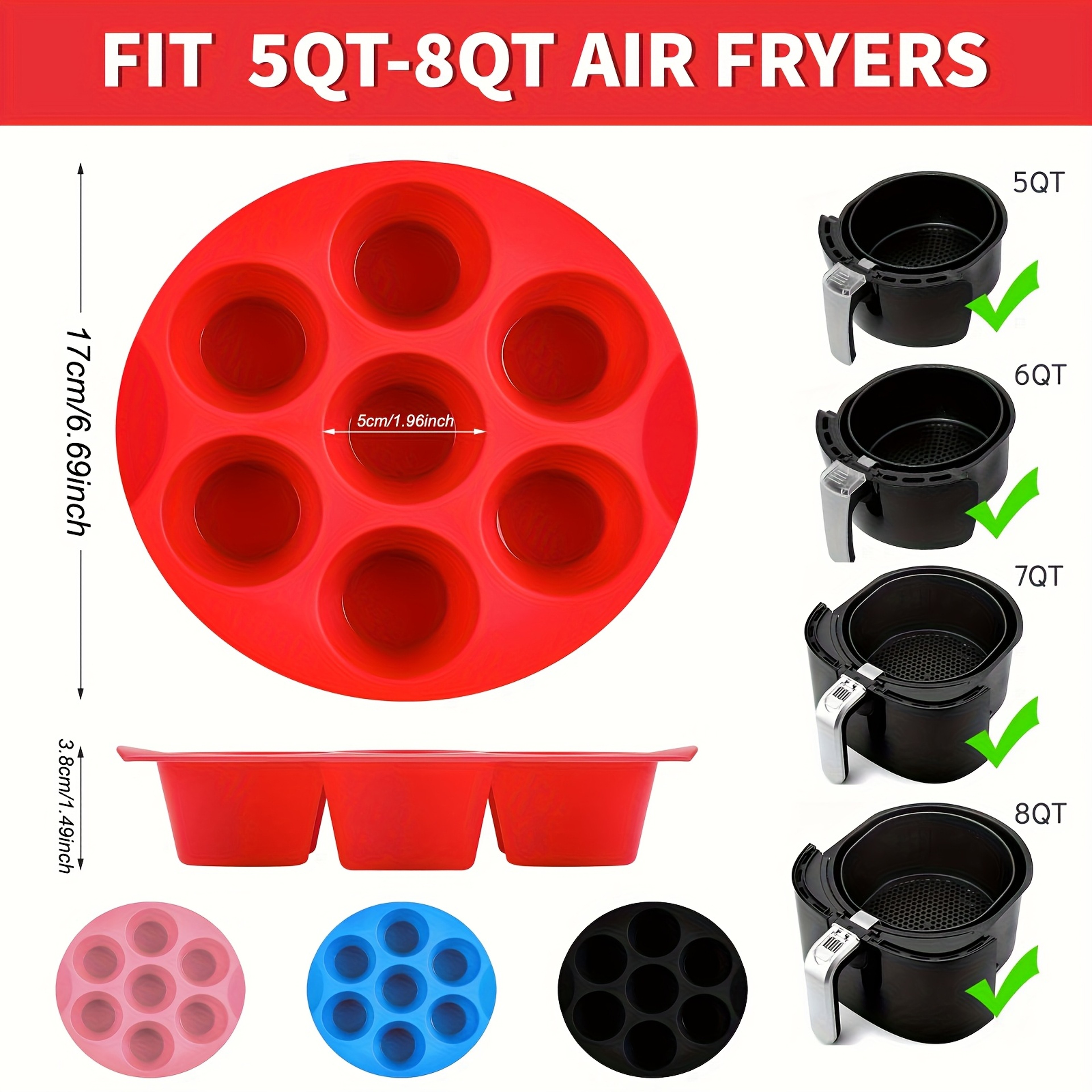 Non-Stick Muffin Pan for Cupcakes, Quiches & Tarts, Silicone Egg Bite Molds for Air Fryer, Dishwasher Safe – view 2