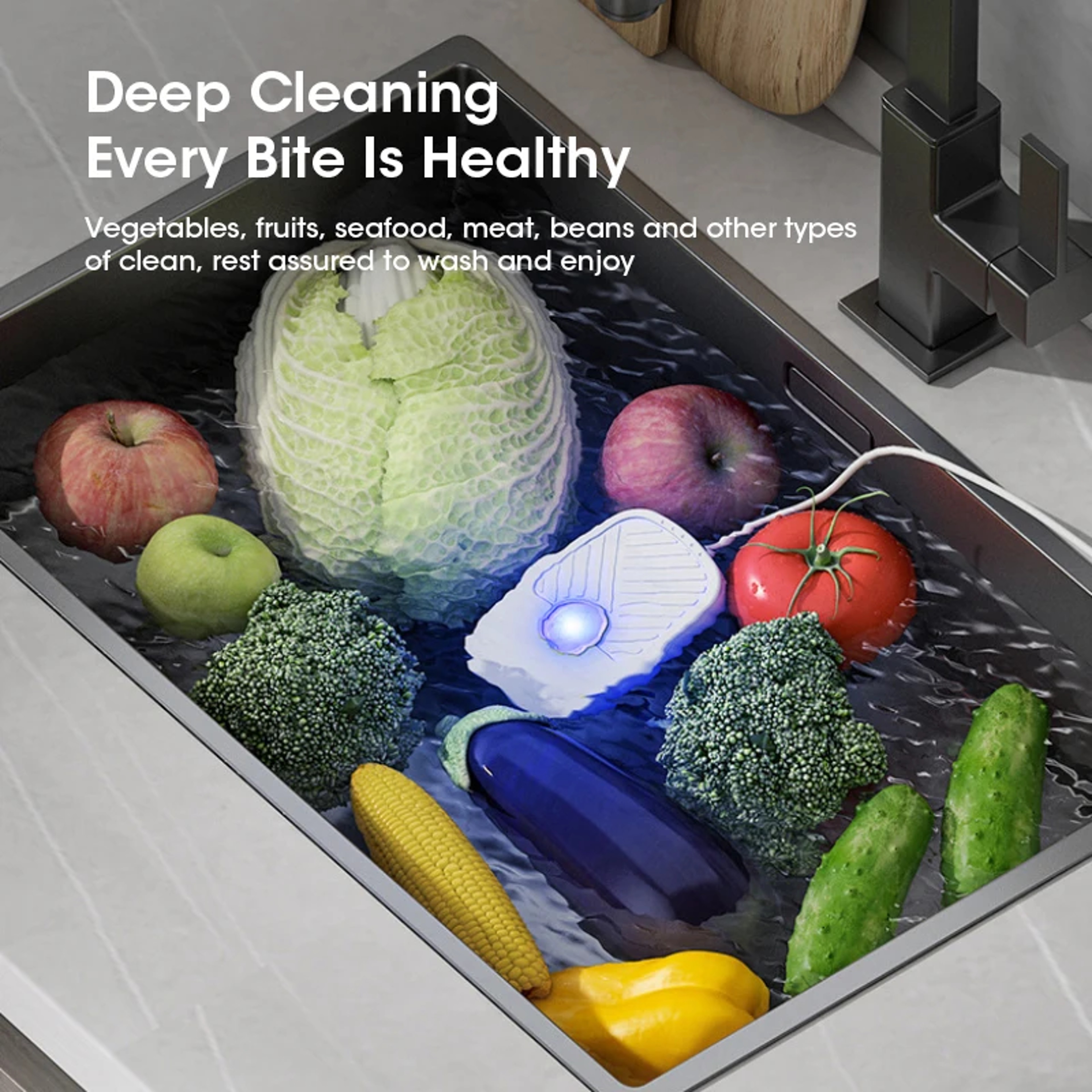 Vegetable and Fruit Cleaning Machine, Mini Kitchen High Frequency Ultrasonic Cleaner for Multi-Functional Use – view 2