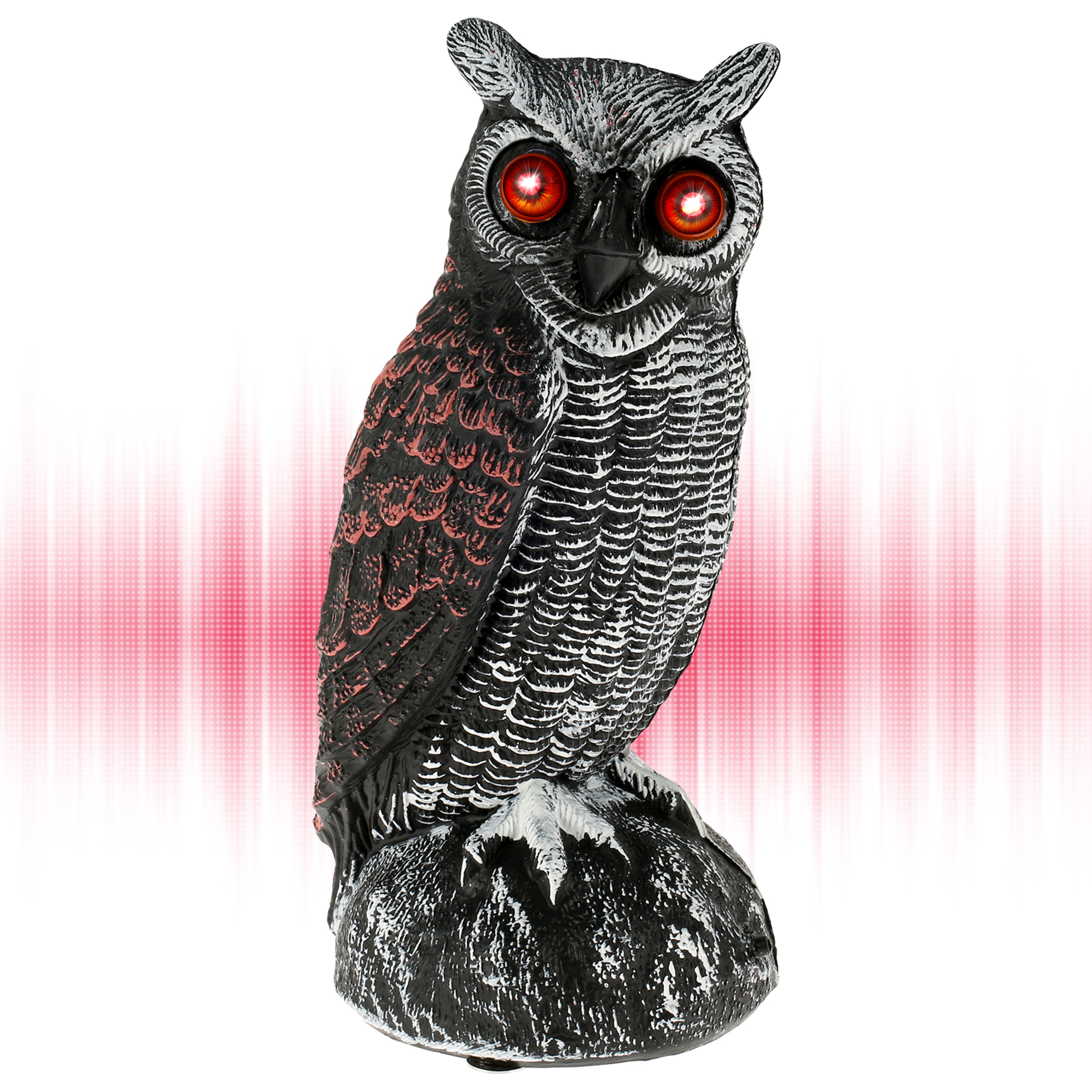 Waterproof Garden Fake Owl Deterrent, New Solar Owl Scare Bird Control, Emits Scary Sound and Eyes Light – view 7
