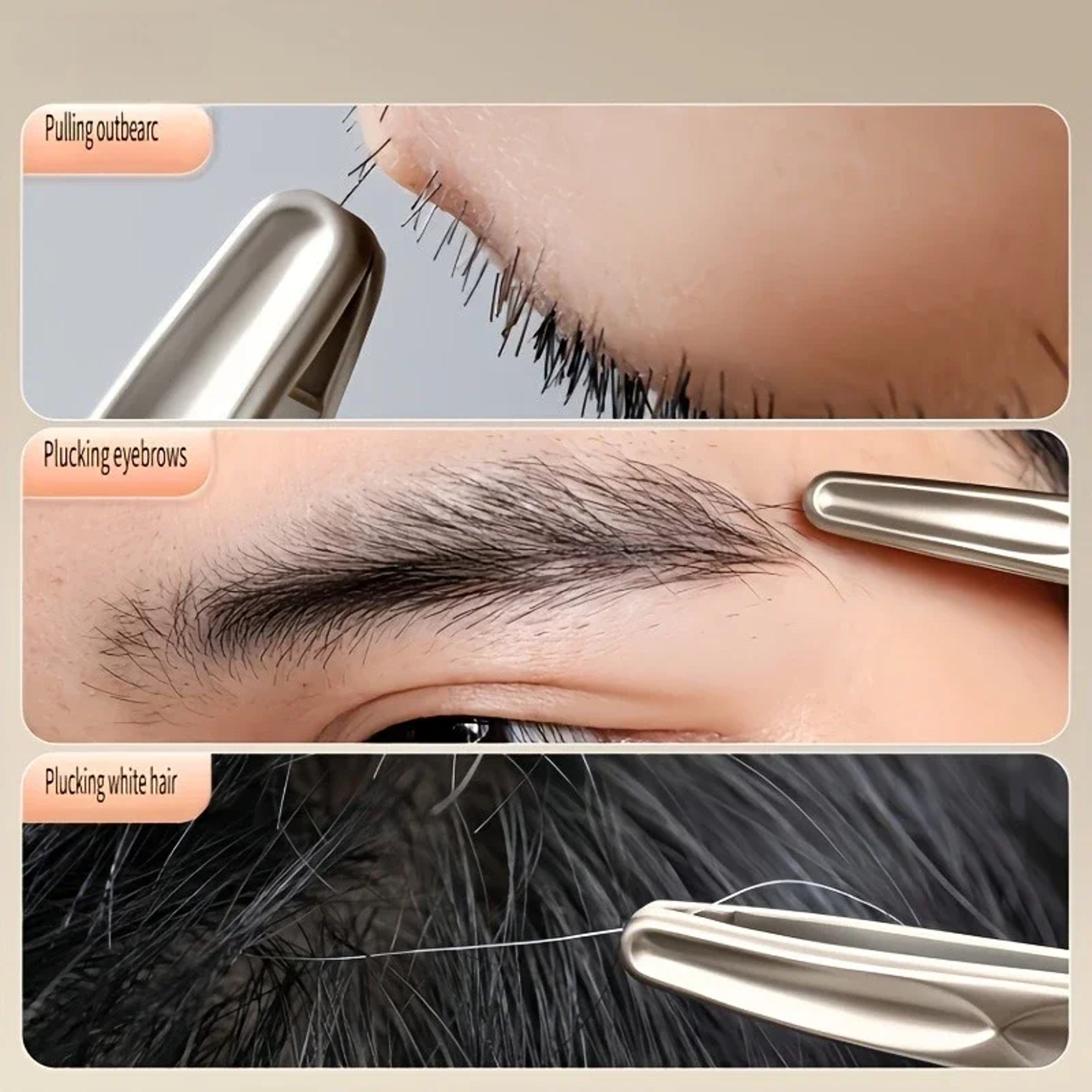 HeavyDuty Stainless Steel Eyebrow Tweezers Sharp Tips For Precise Facial Hair Grooming 3