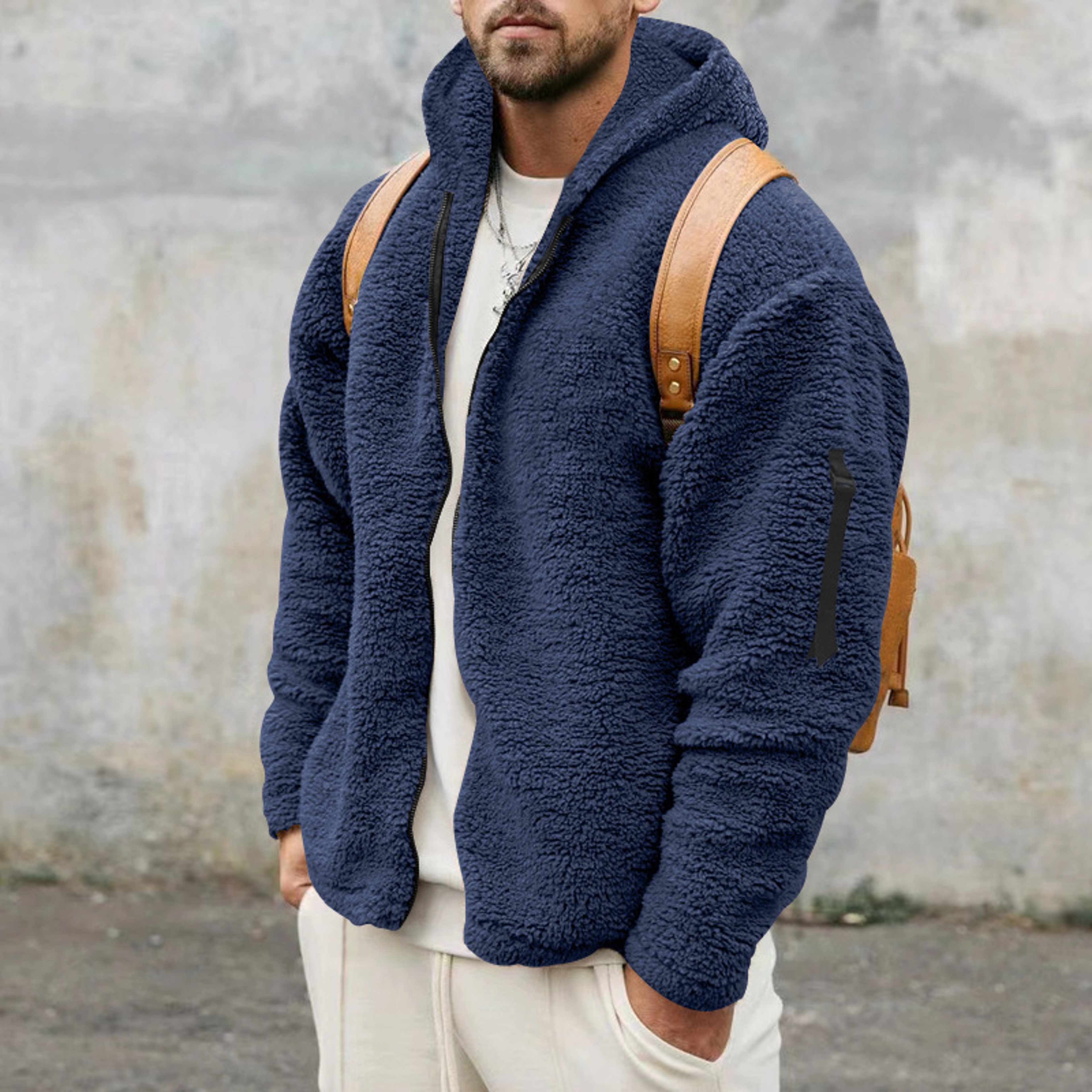 Casual Hooded Jacket For Men Autumn And Winter DoubleSided Fleece Coat 6