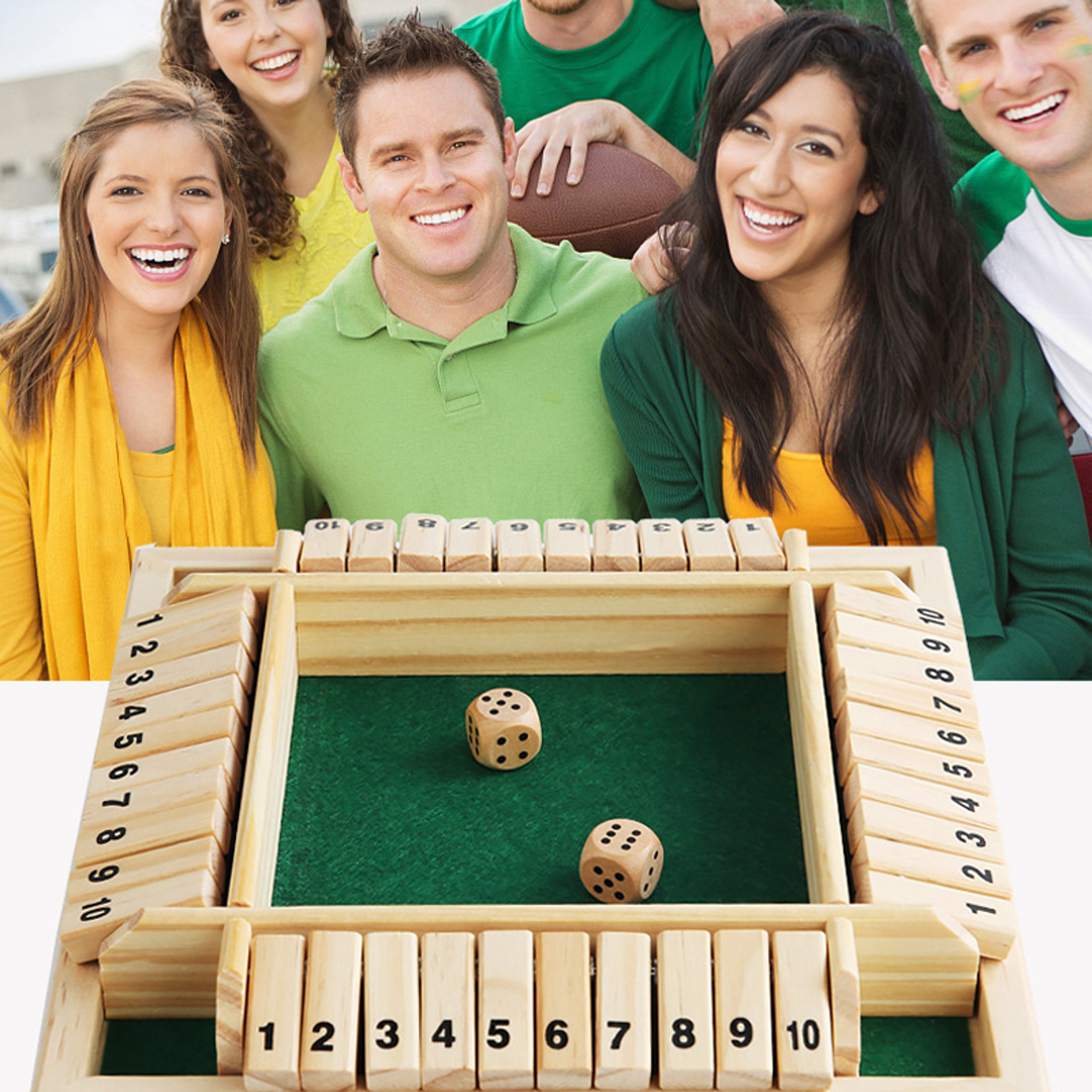 Shut The Box Wooden Dice Board Game, 4 Players, Pub Bar Party Supplies, Family Entertainment Game – view 2