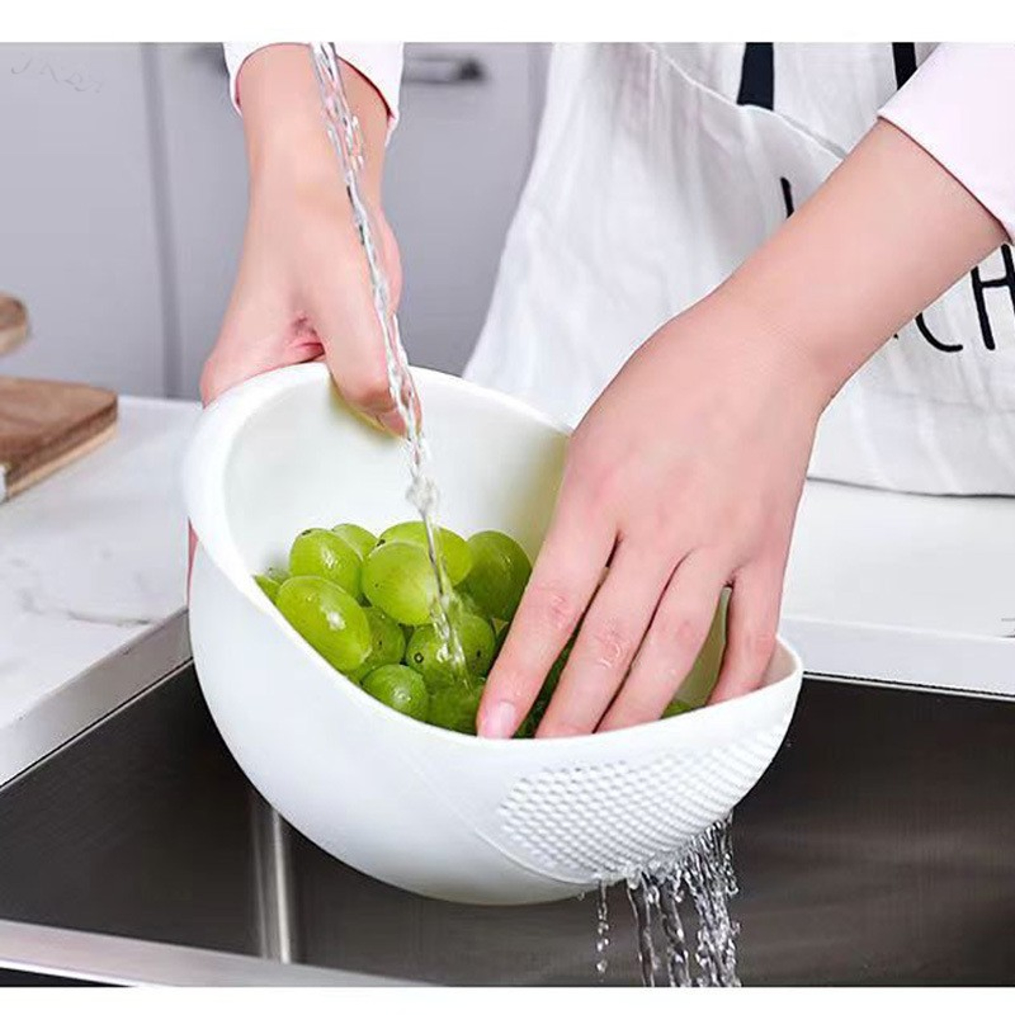 Washing Basket With Handle Plastic Colander Rice Bowl Drain Basket Fruit Bowl Kitchen Organizer 4