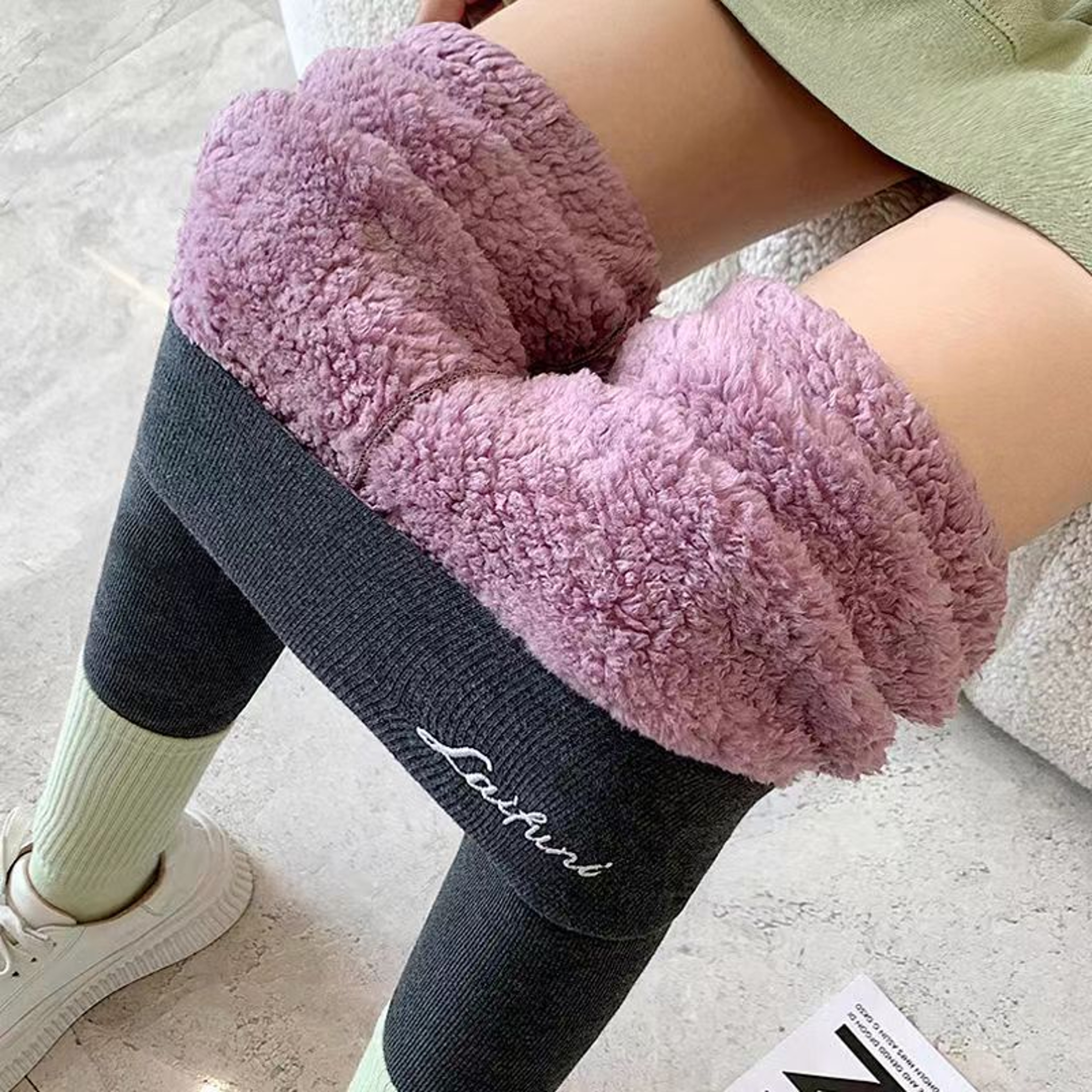 Stretchy Fleece Leggings For Women Casual Pencil Pants With Letter Print Warm Slim Fit Autumn Winte 3