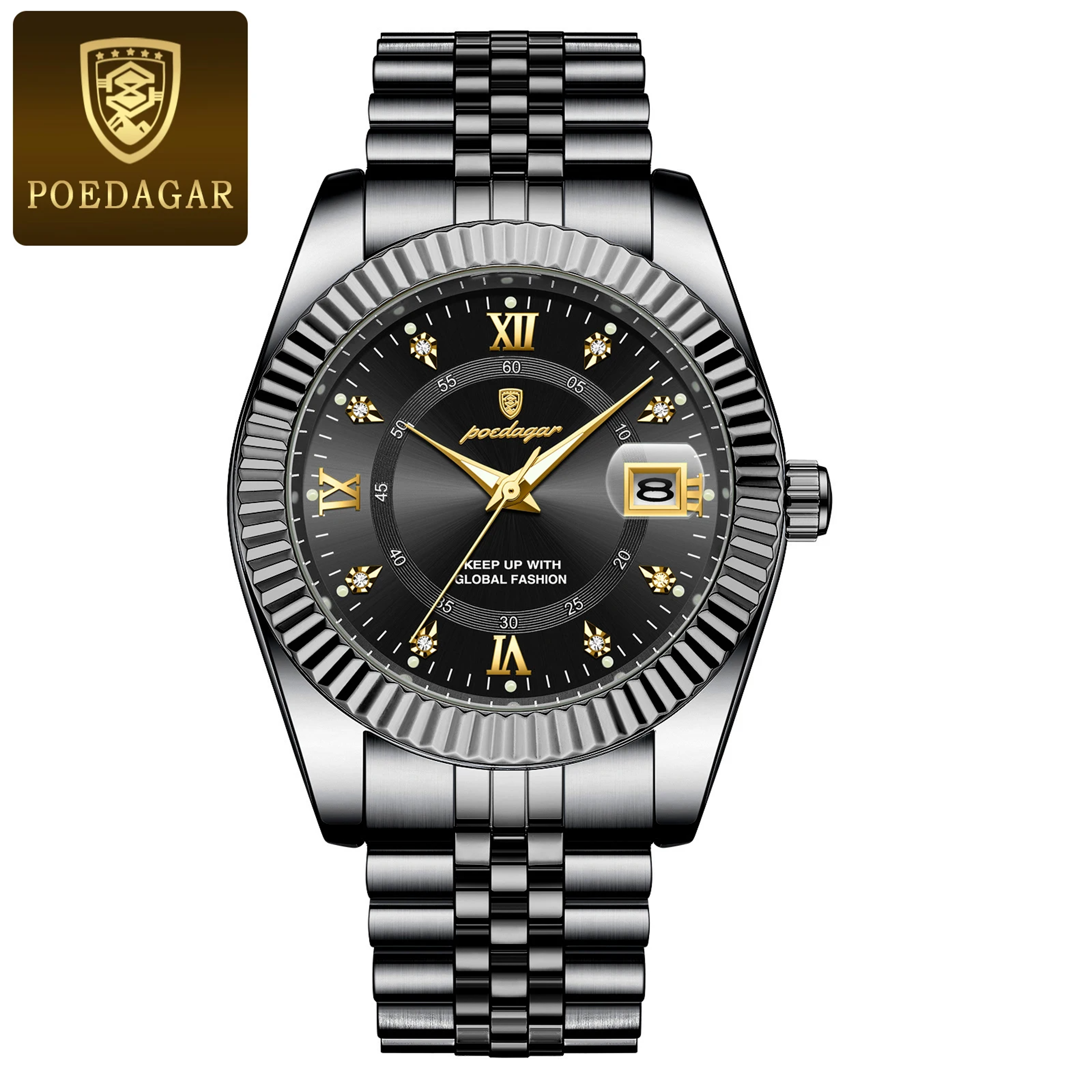 Waterproof Luxury Business Mens Wristwatch Stainless Steel Military Date Quartz Watch 8