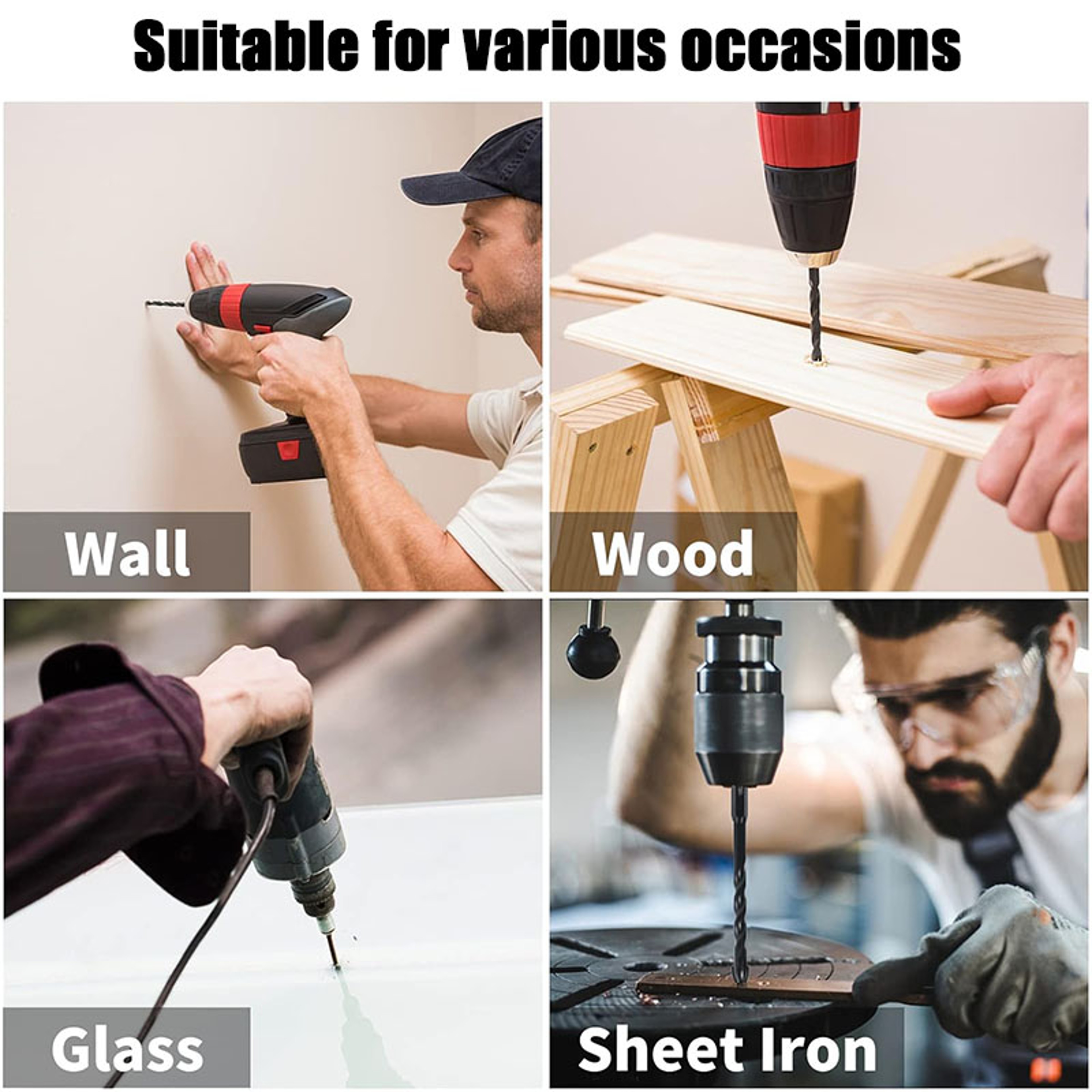 Concrete Drill Bit Kit For Glass Plastic Wood Brick Tungsten Carbide Hard Alloy Cross Drill Bits 4