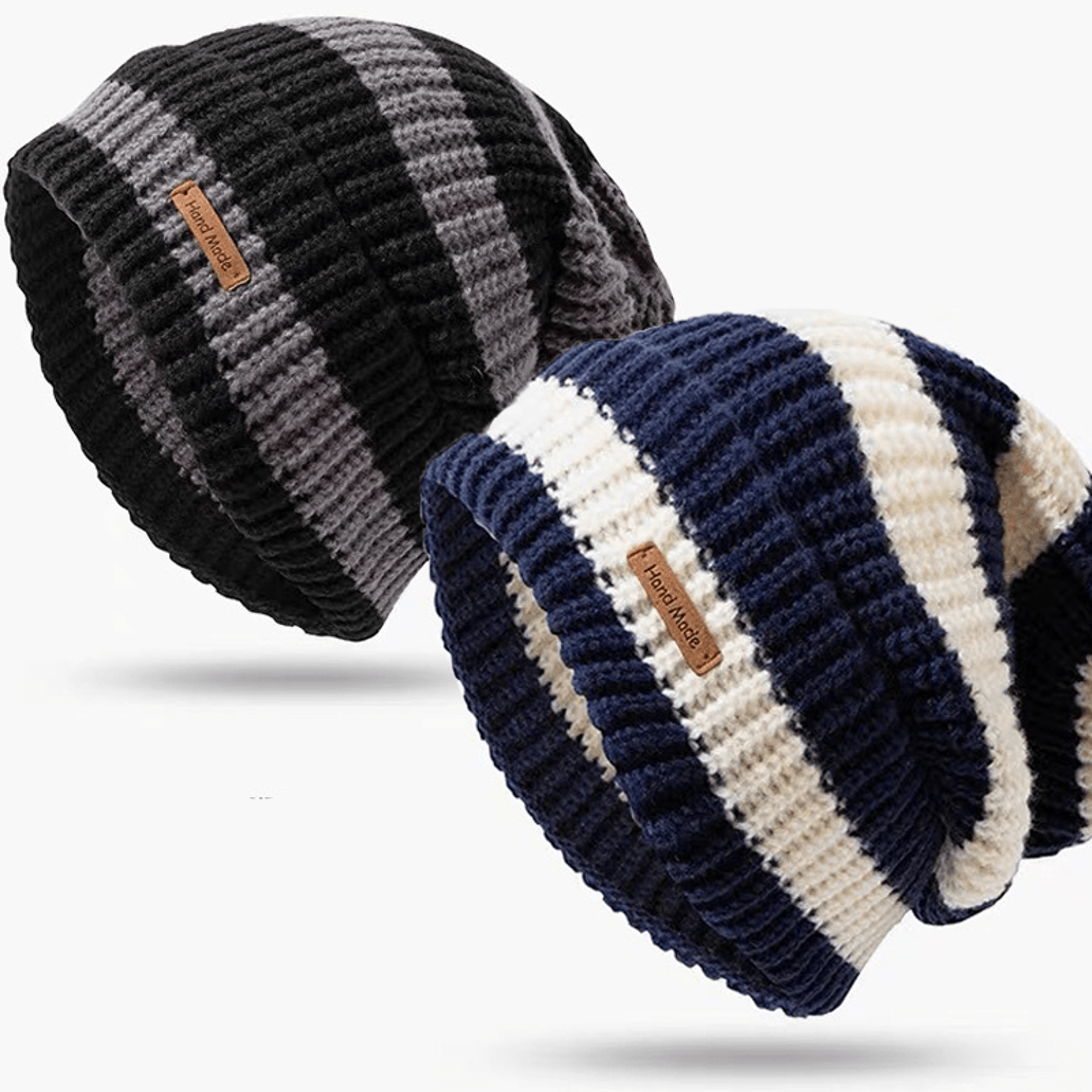 Windproof Korean Fashion Striped Knitted Hat, Trendy Lightweight Hat for Men and Women, Warm for Autumn Winter Outdoor – view 1