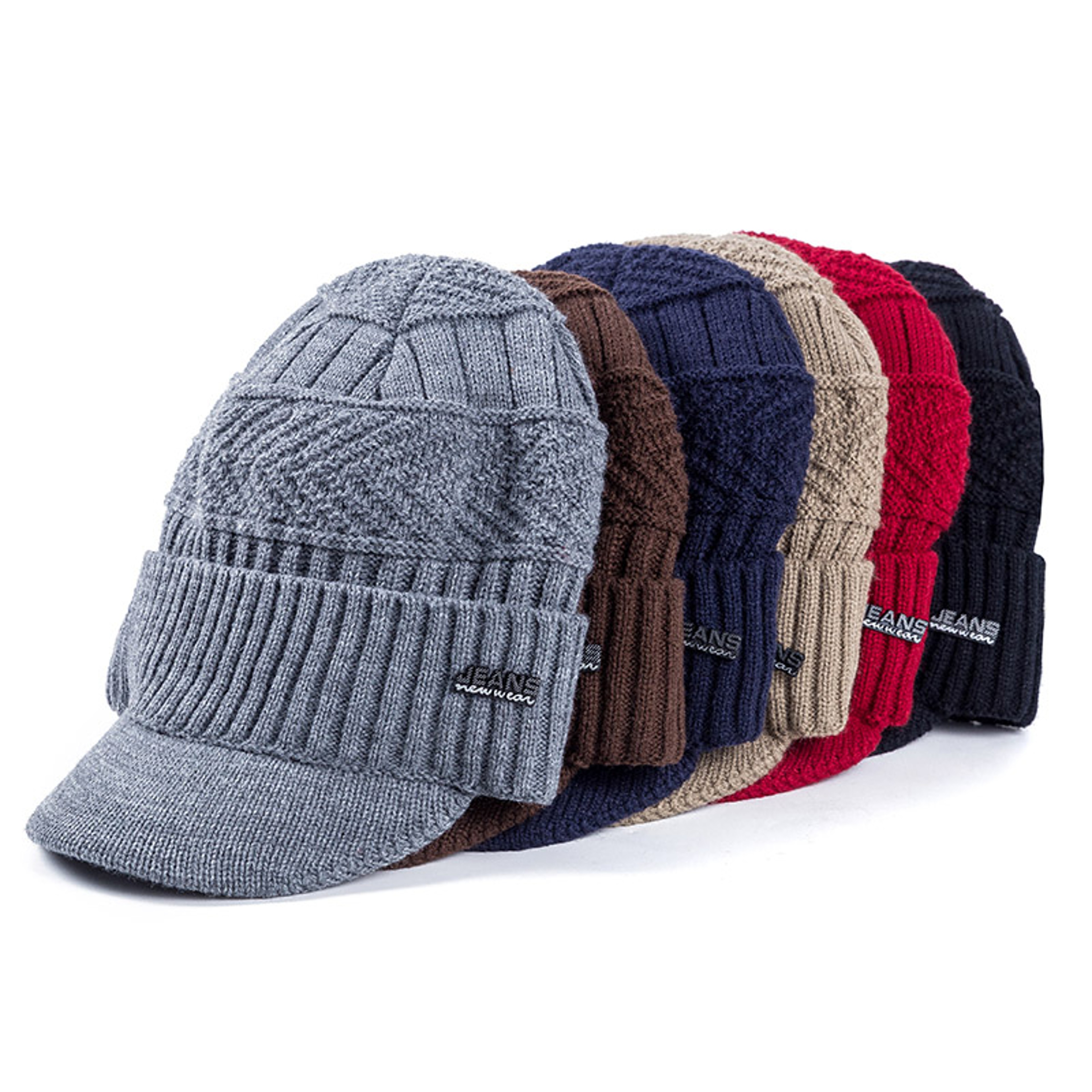 Stylish Unisex Warm Winter Hats, Add Fur Lined Soft Beanie Cap With Brim, Thick Knitted Hats For Men & Women – view 2