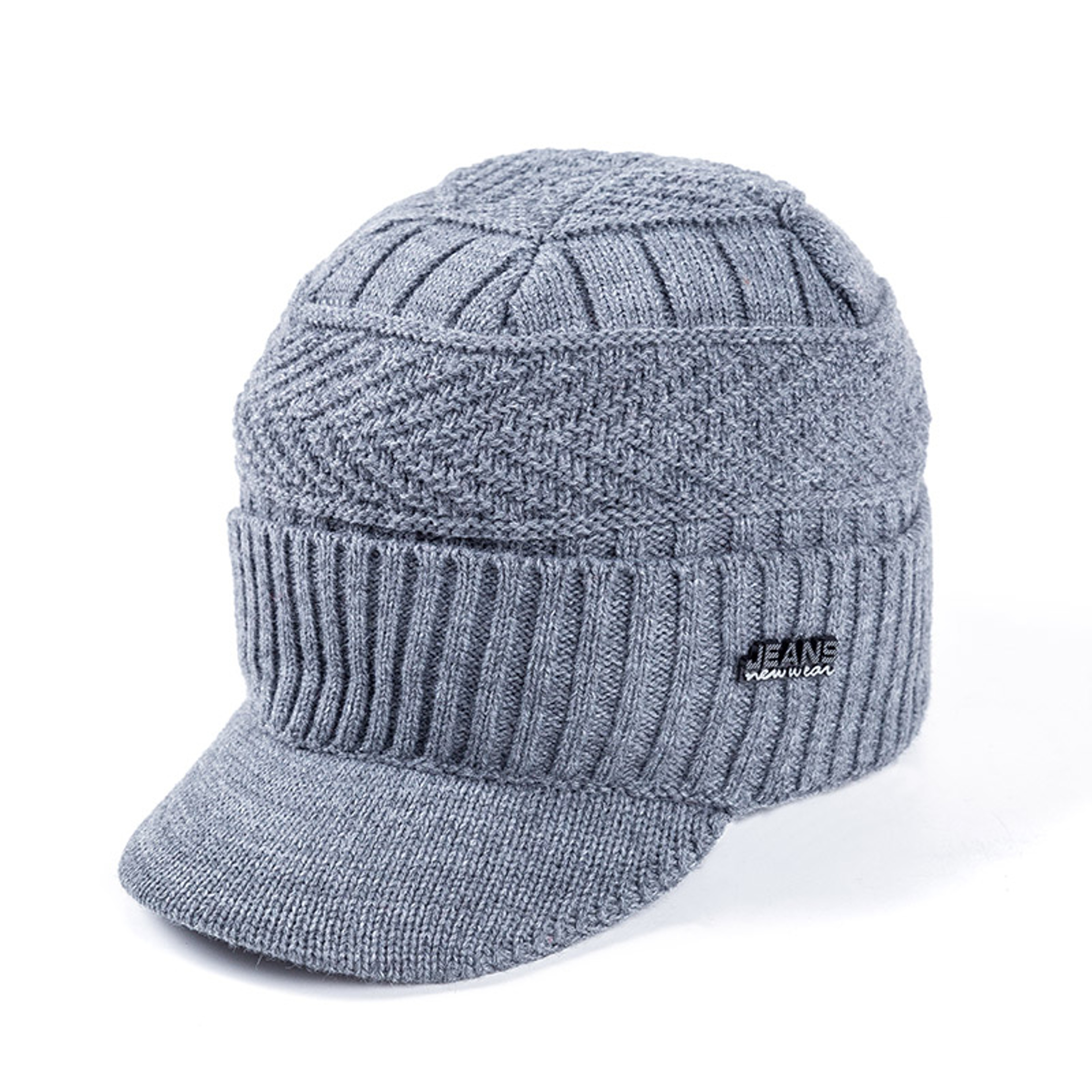 Stylish Unisex Warm Winter Hats, Add Fur Lined Soft Beanie Cap With Brim, Thick Knitted Hats For Men & Women – view 4