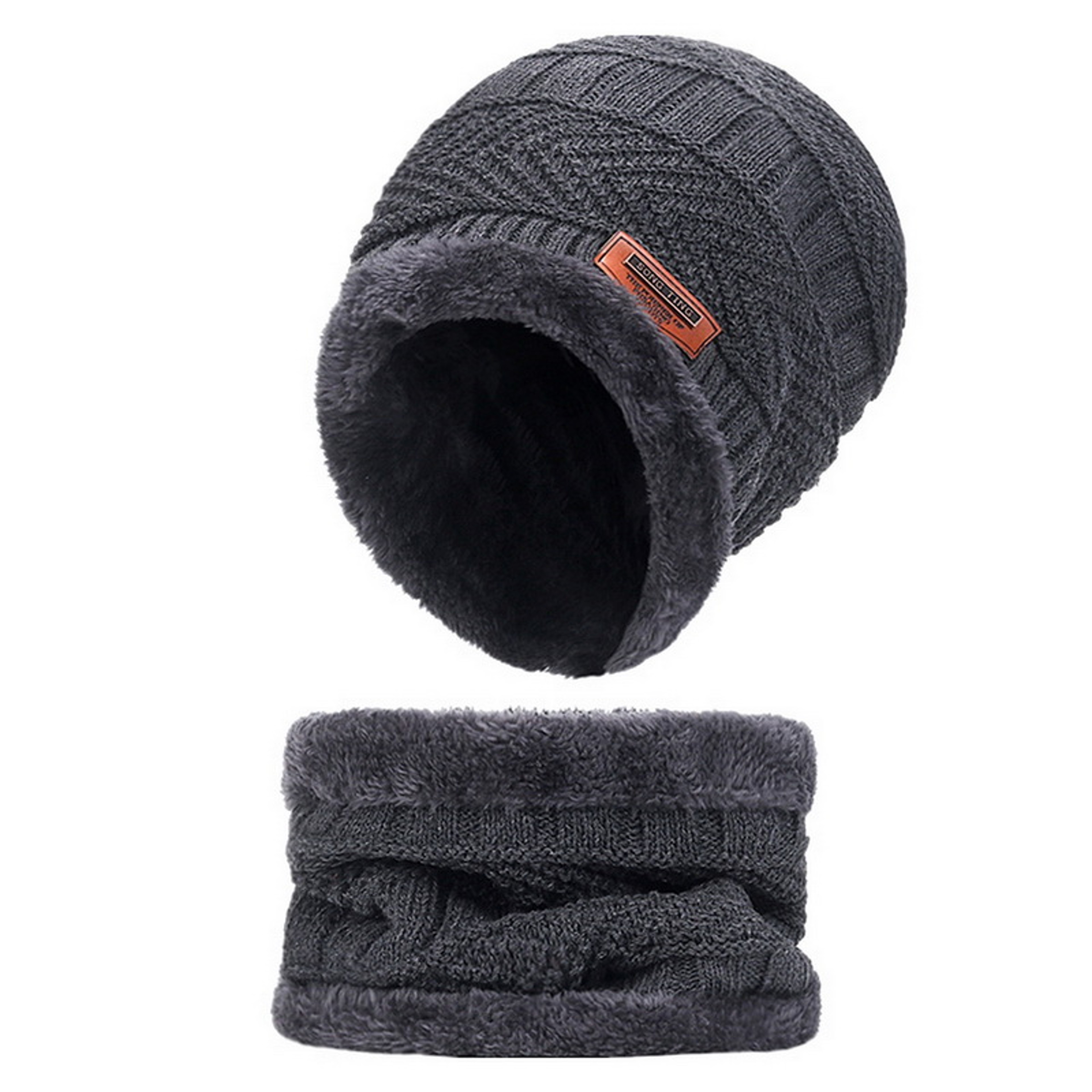 Knit Winter Hat For Men And Women Velvet Coral Fleece Scarf Thick Plus Velvet Neck Protect Cap For  9