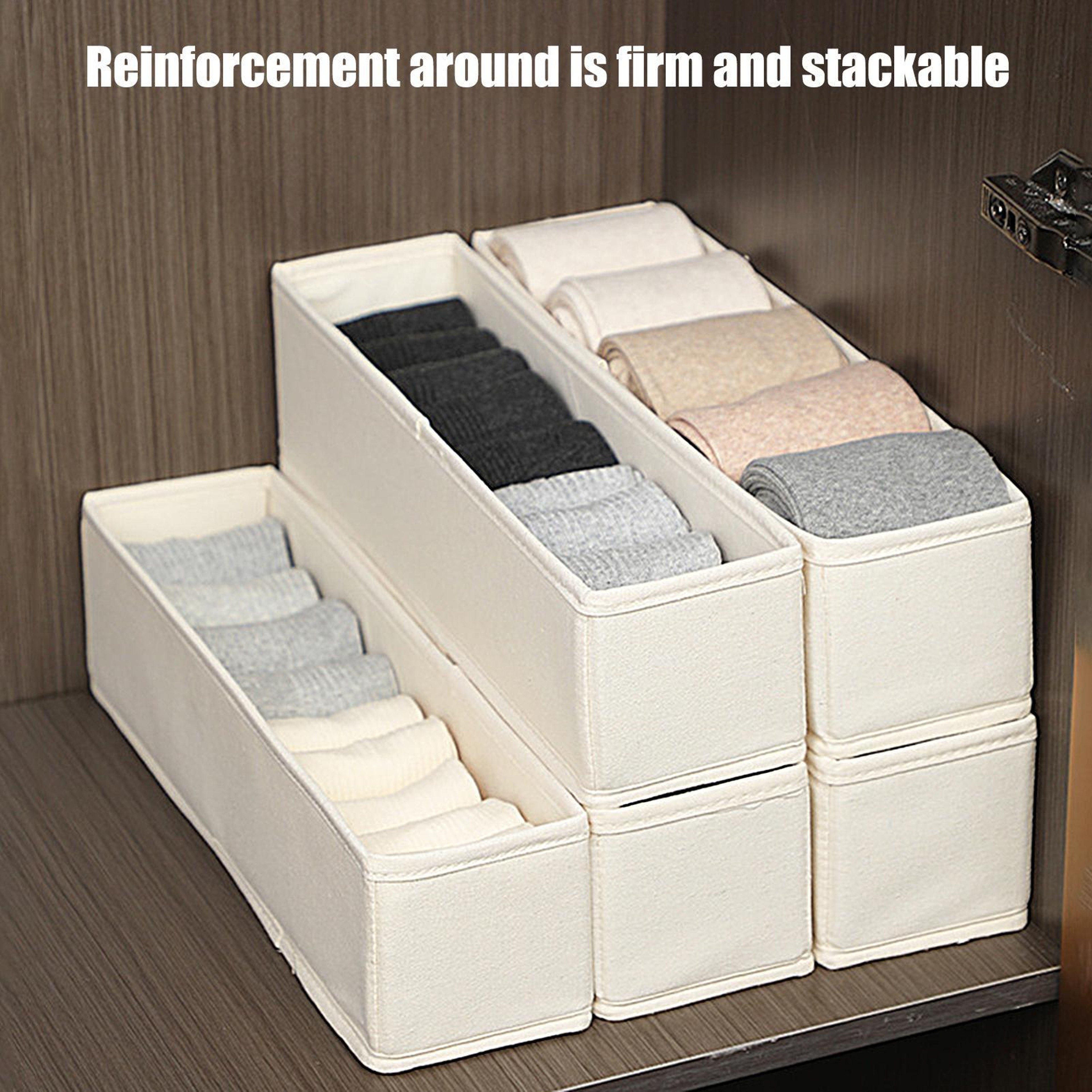 Space-Saving Long Storage Bin, Durable Fabric Storage Organizer, Foldable Sock Underwear Drawer Organizer – view 1