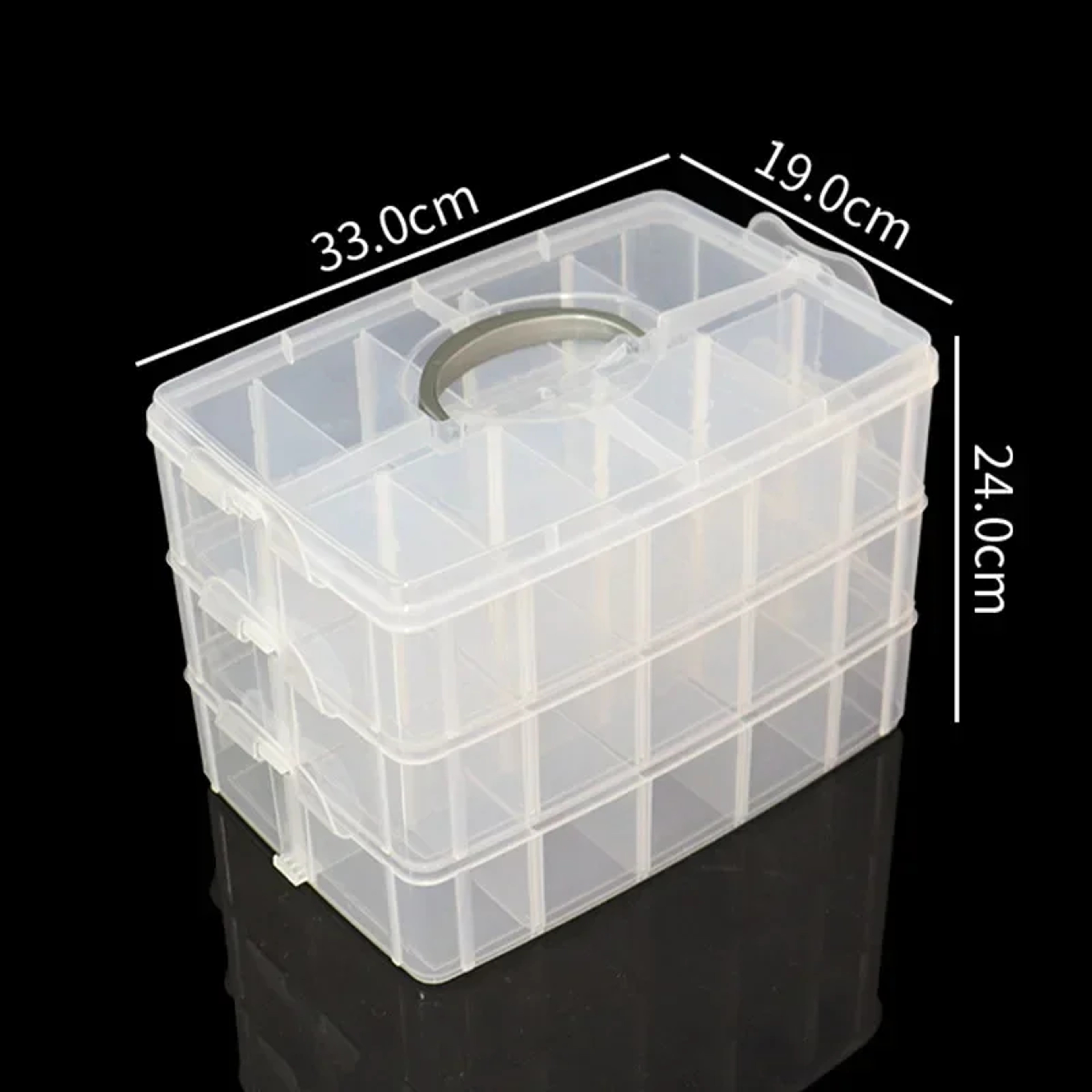 Clear Jewelry Sundries Organizer Adjustable Compartment Toy Container Stackable 3Tier Plastic Stora 8