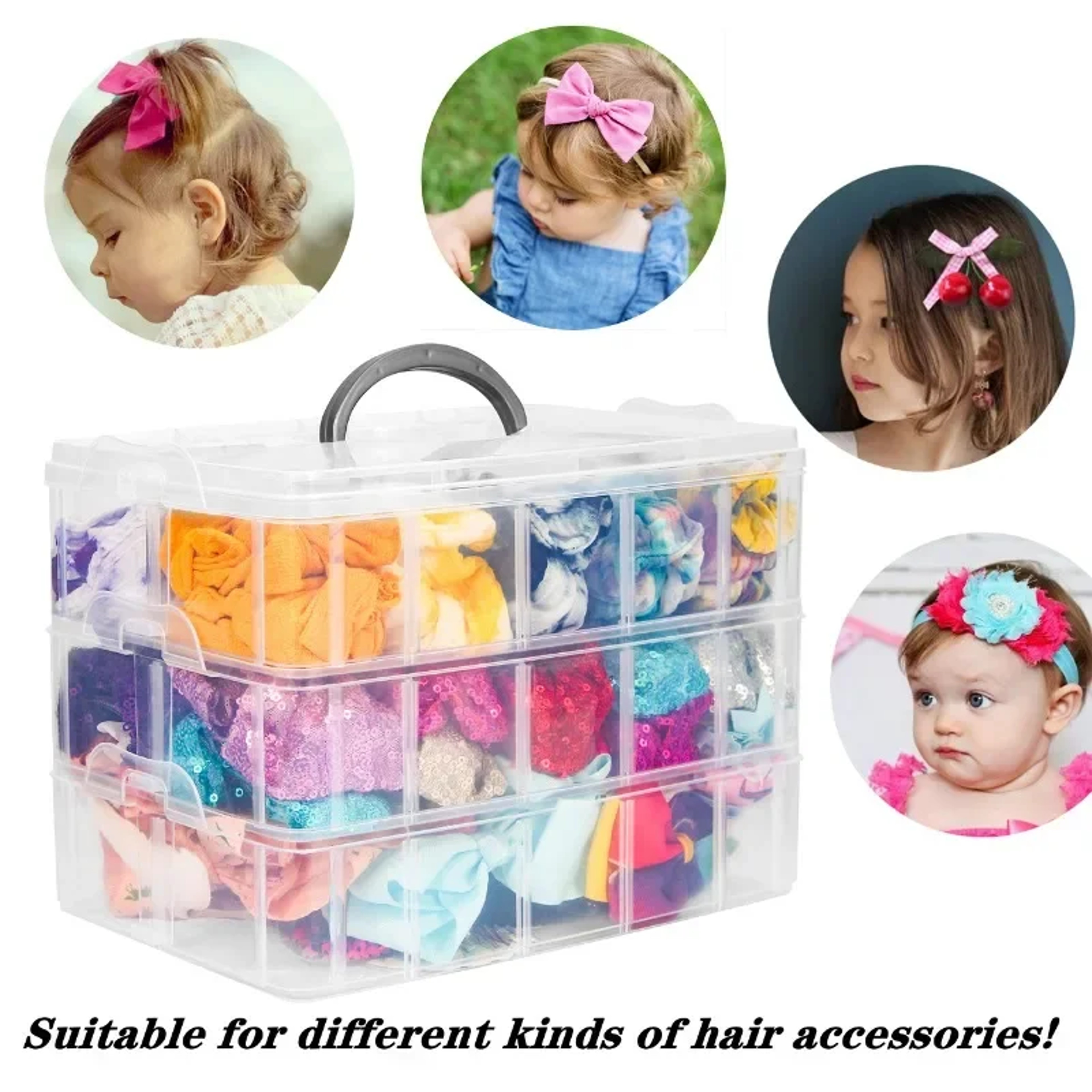 Clear Jewelry Sundries Organizer Adjustable Compartment Toy Container Stackable 3Tier Plastic Stora 5