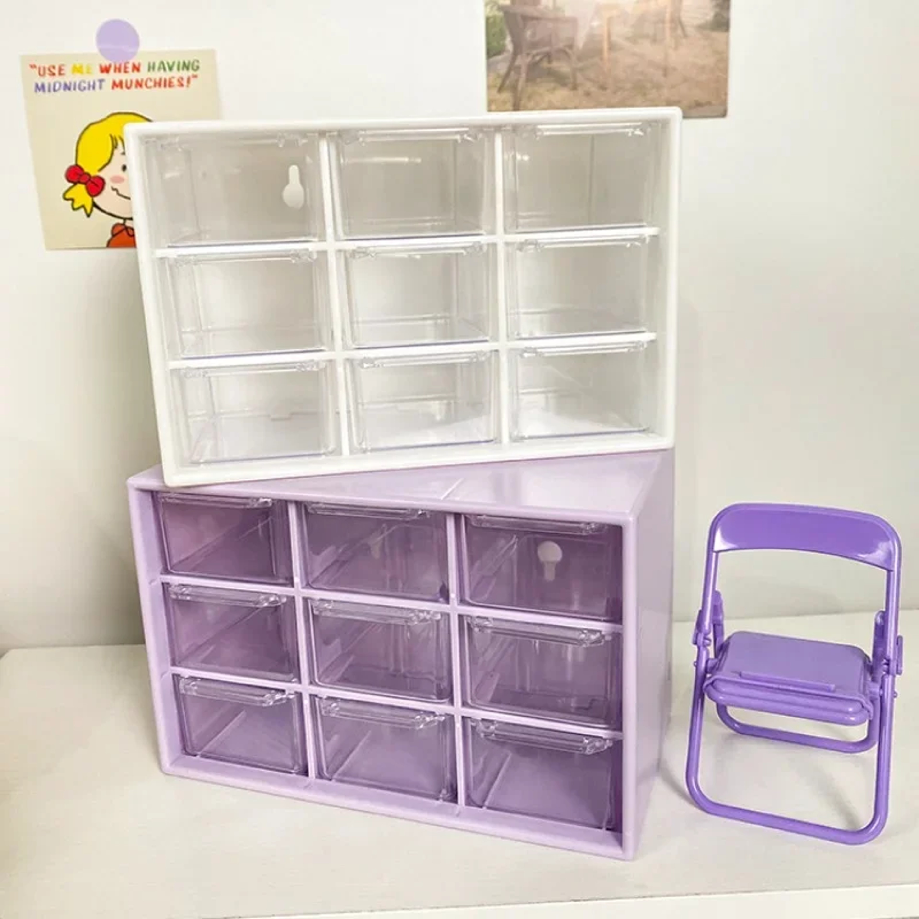 Cute Desktop Storage Boxes Organizer, Transparent Wall-mounted Student Desk Sundries Storage Box – view 4