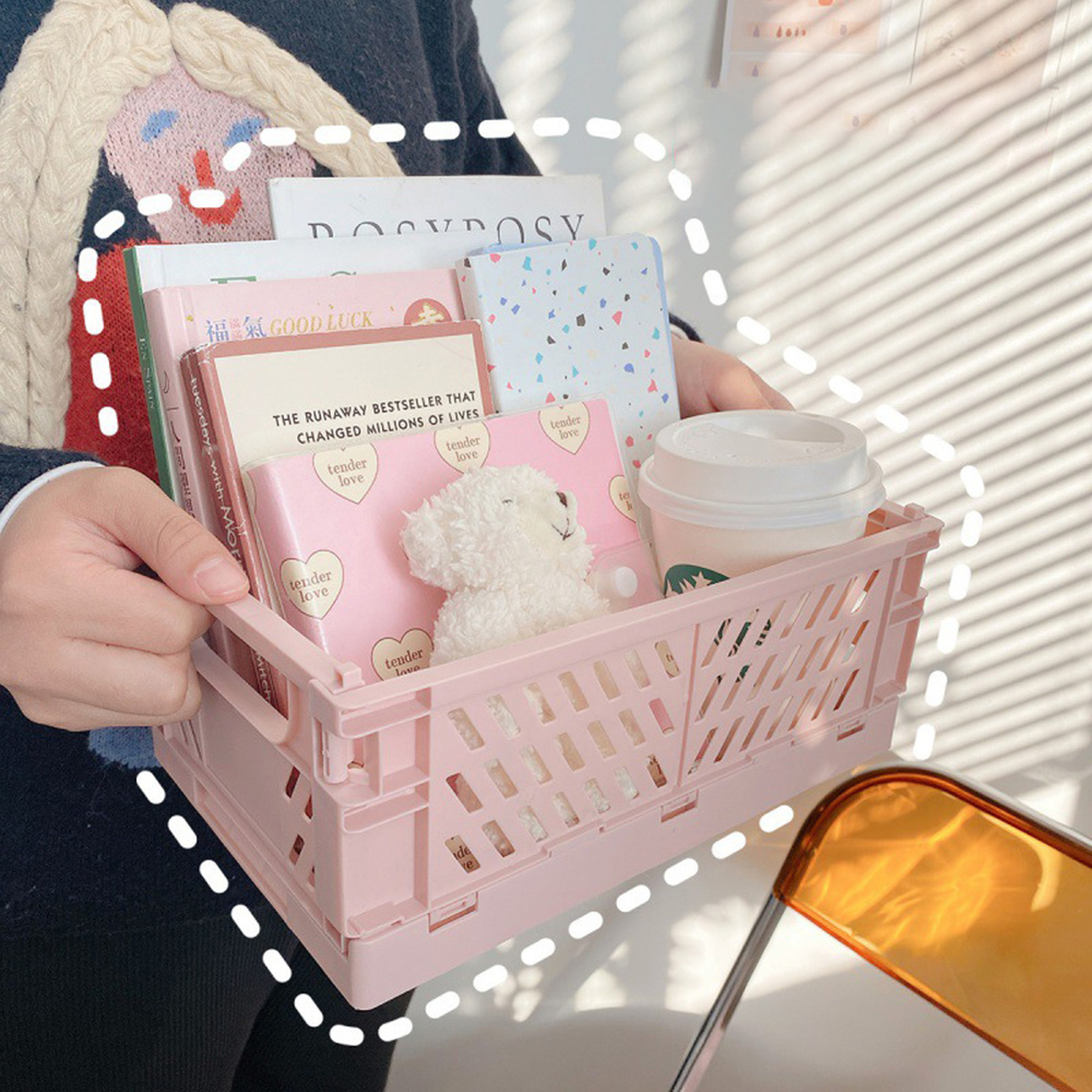 Cute Plastic Foldable Stationary Holder Stackable Desk Organizer Office Storage For Students 1