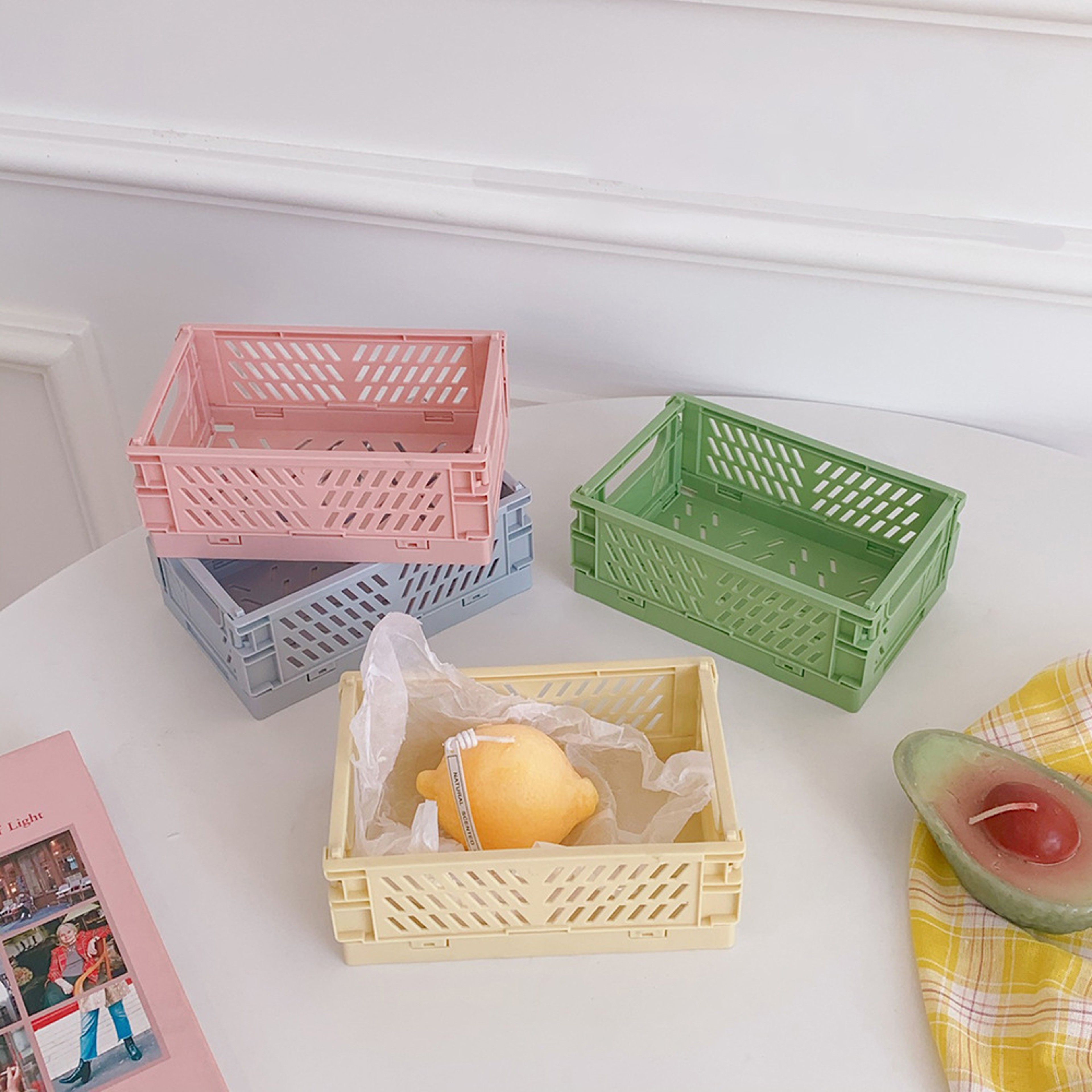 Cute Plastic Foldable Stationary Holder Stackable Desk Organizer Office Storage For Students 3
