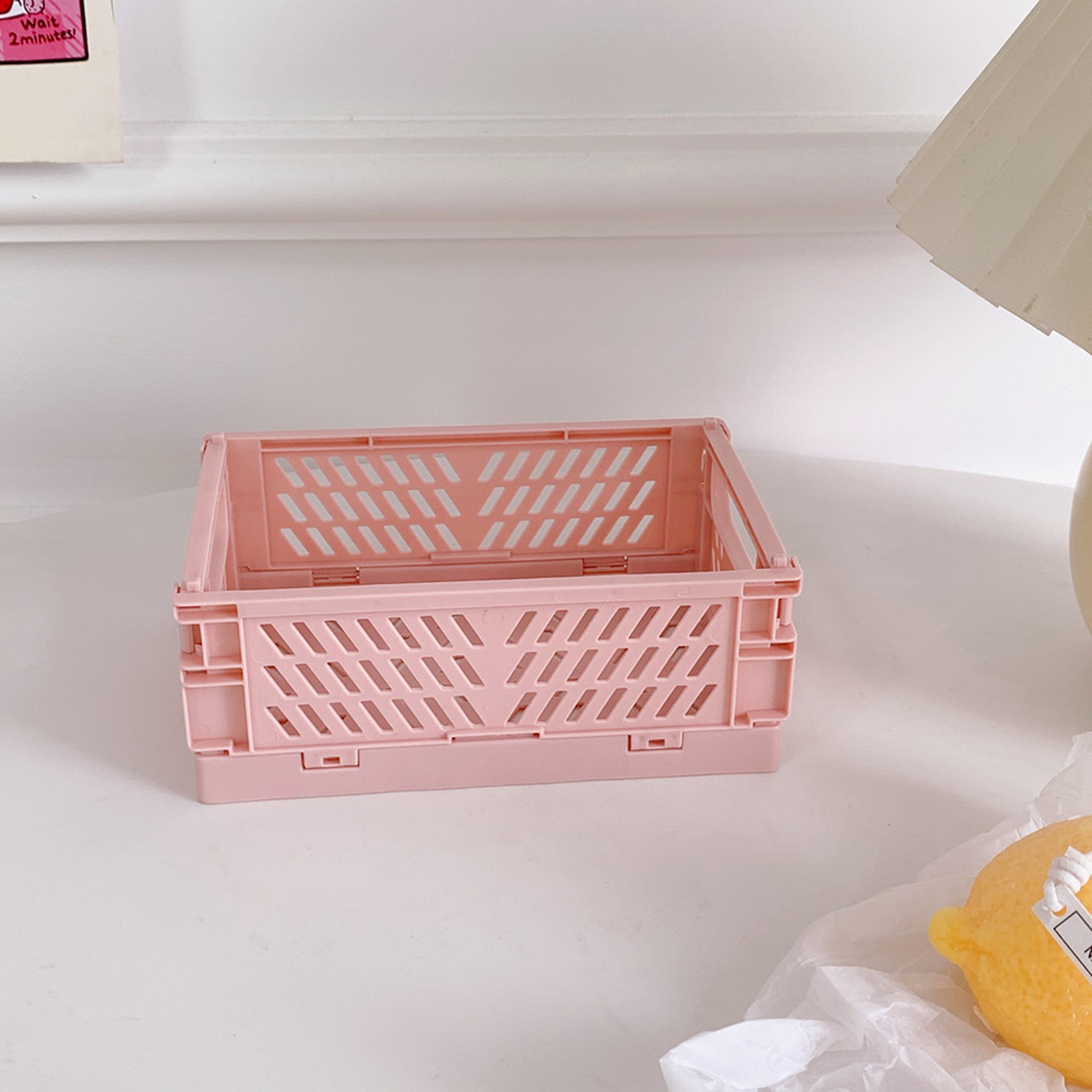Cute Plastic Foldable Stationary Holder Stackable Desk Organizer Office Storage For Students 9