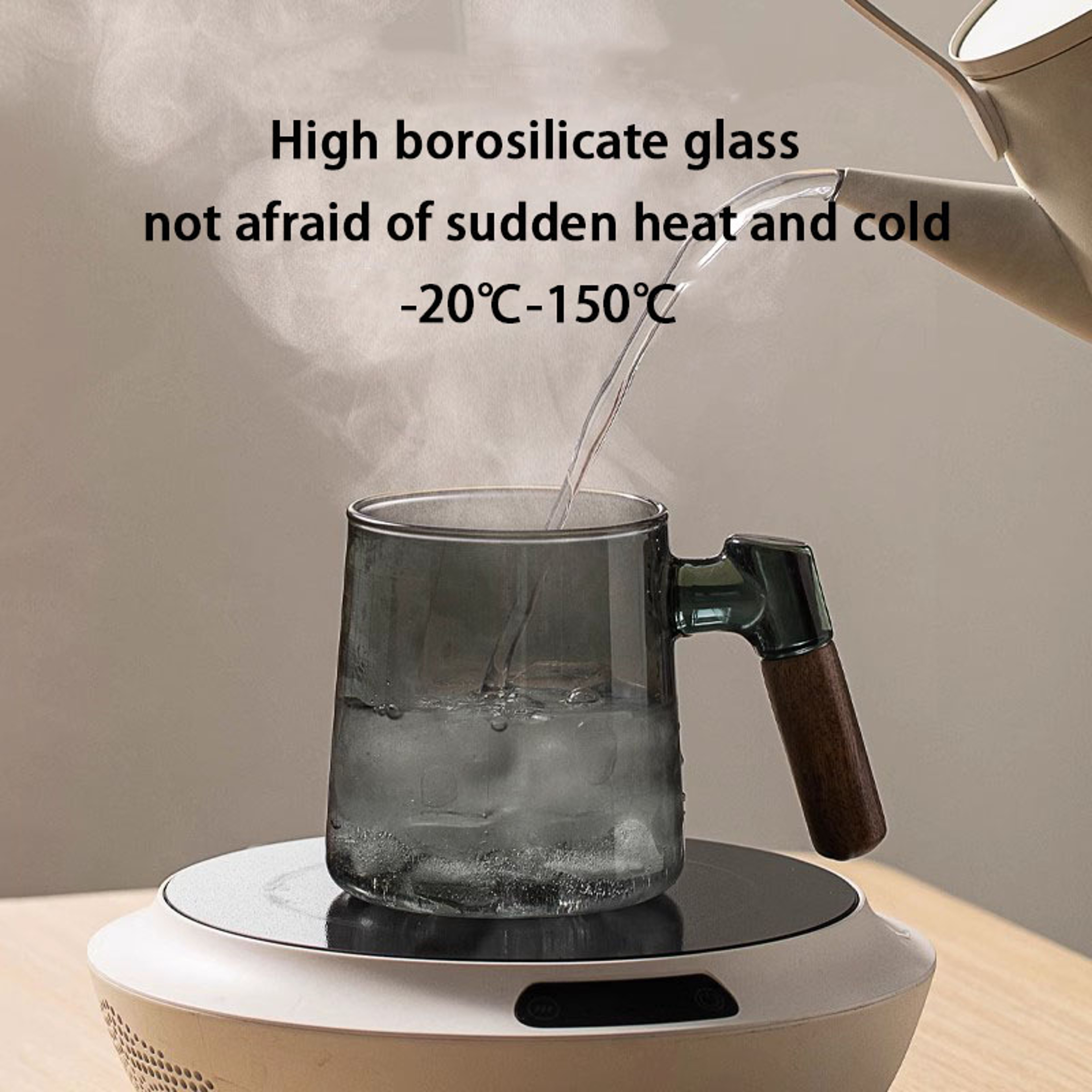 Borosilicate Glass Tea Cup With Infuser Steeper And Lid For Loose Leaf Tea Filter Mug Wood Handle F 3