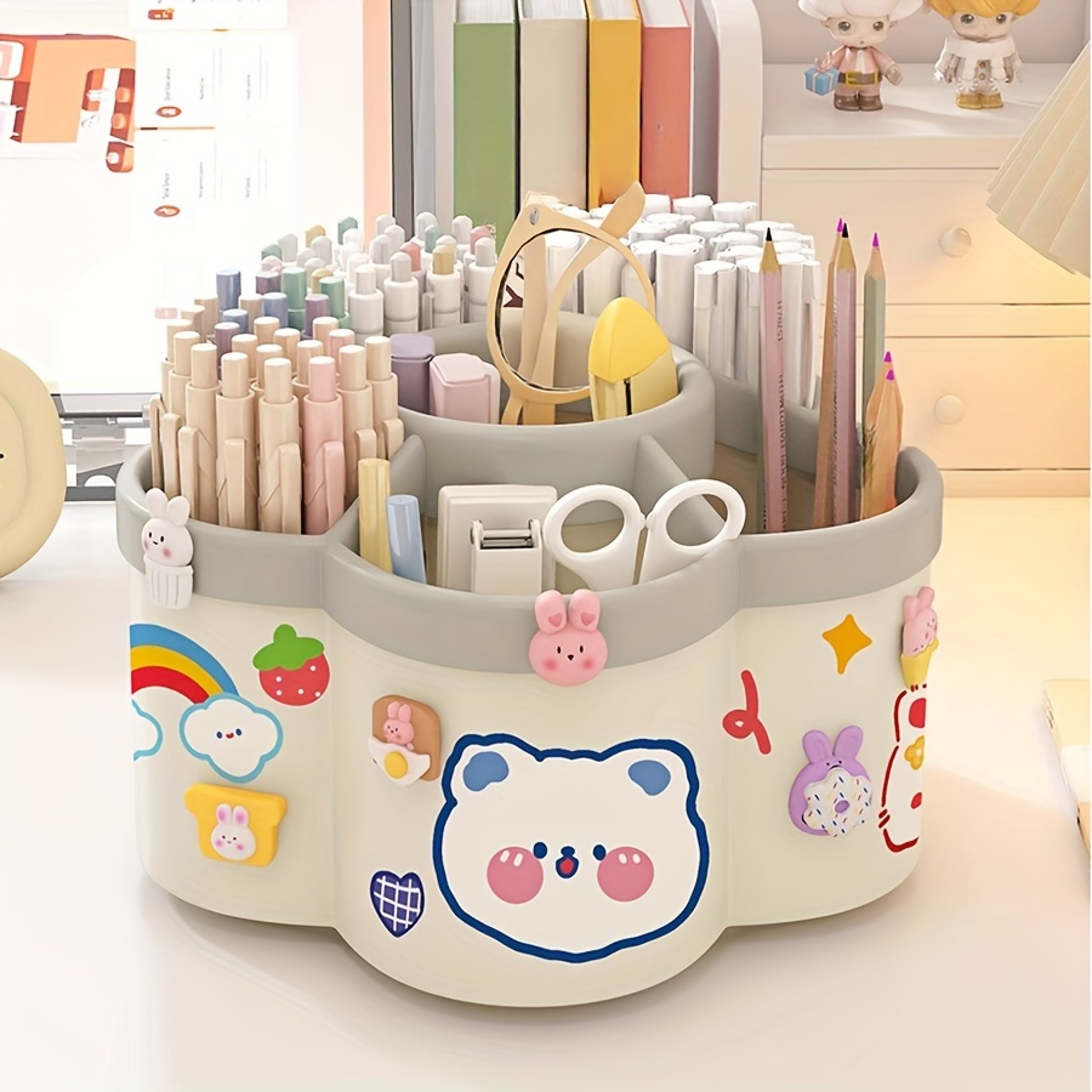 Durable PP Rotating Desk Organizer MultiCompartment Storage Caddy For Makeup  Office Stationery Ide 5